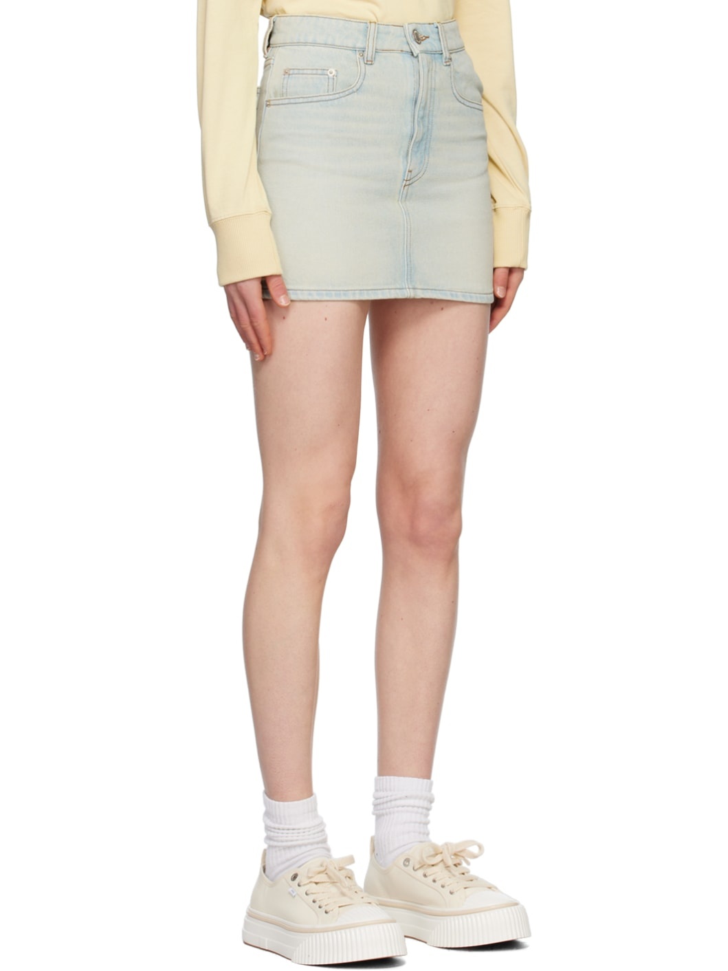Blue Five-Pocket Denim Miniskirt - 2