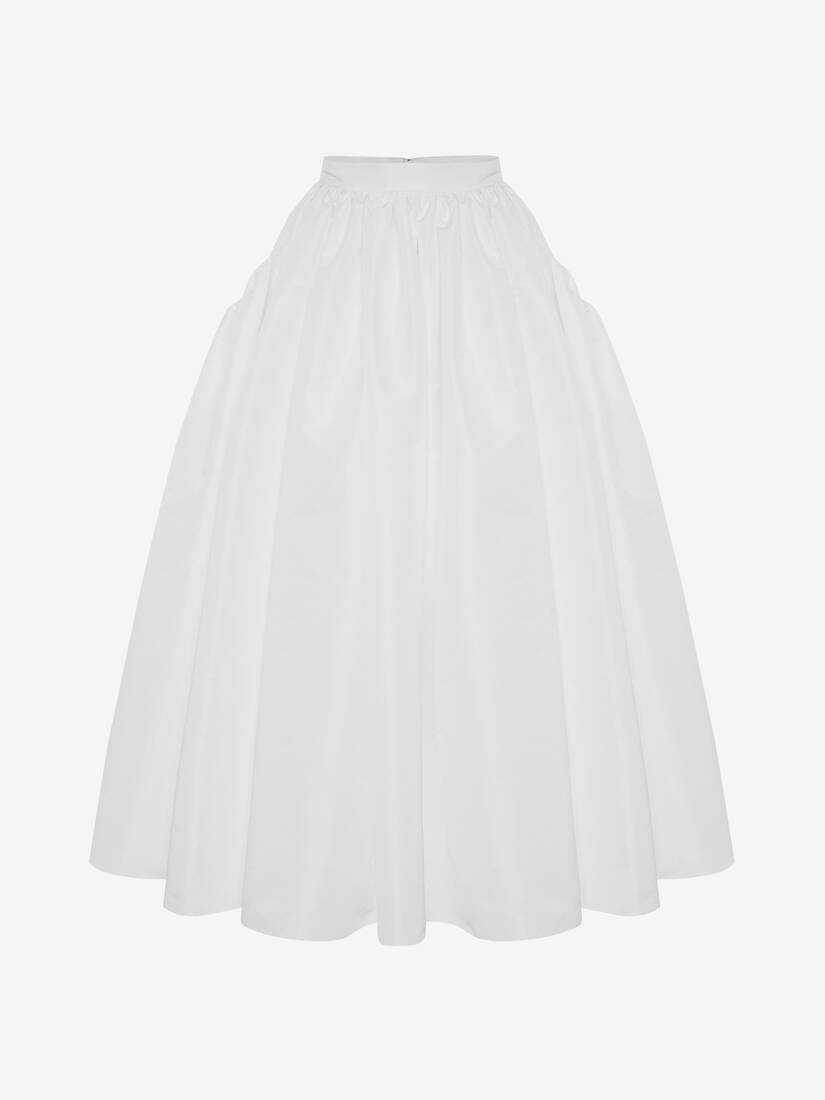Gathered Midi Skirt in Optical White - 1