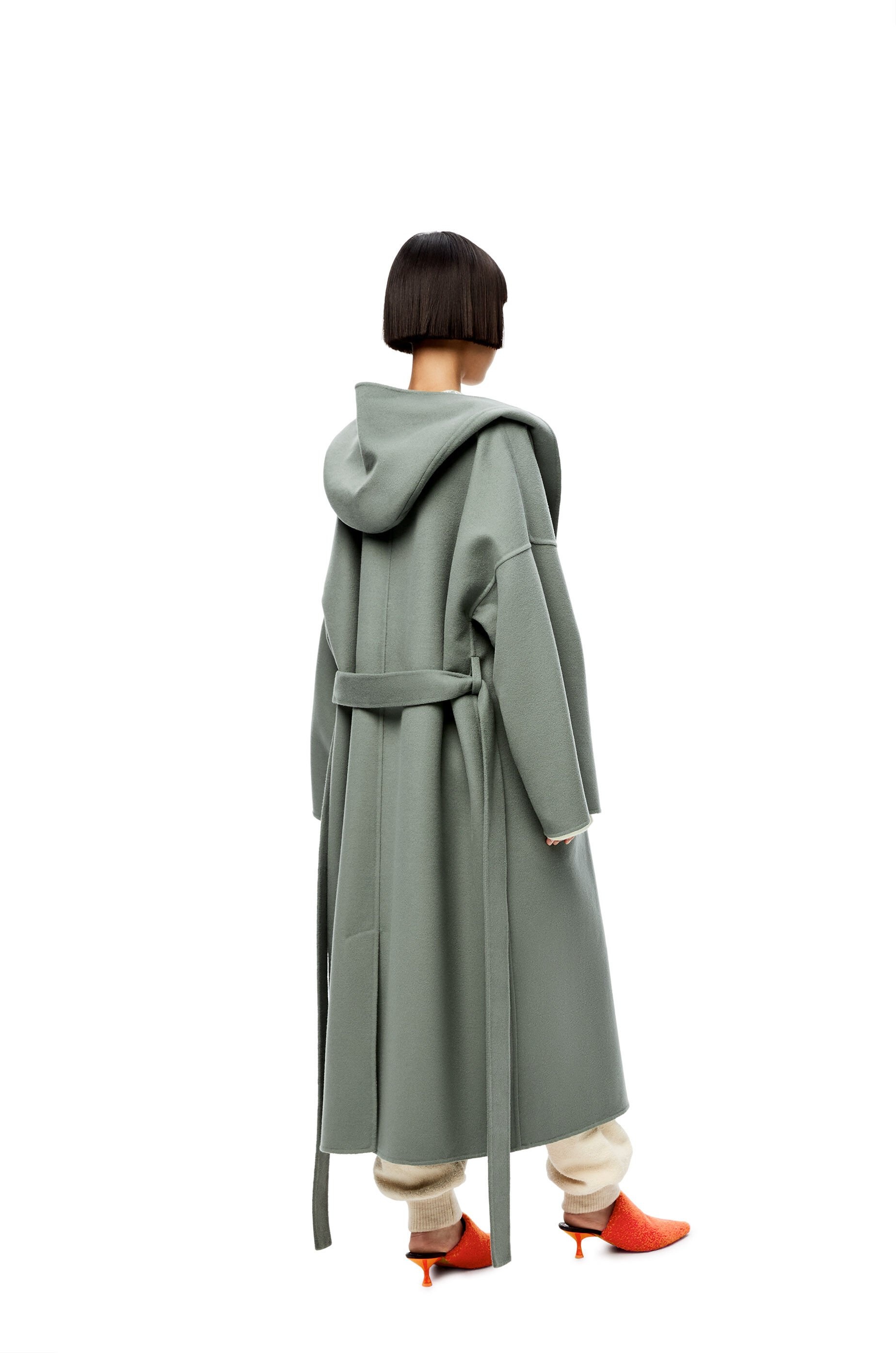 Anagram jacquard hooded coat in wool - 4