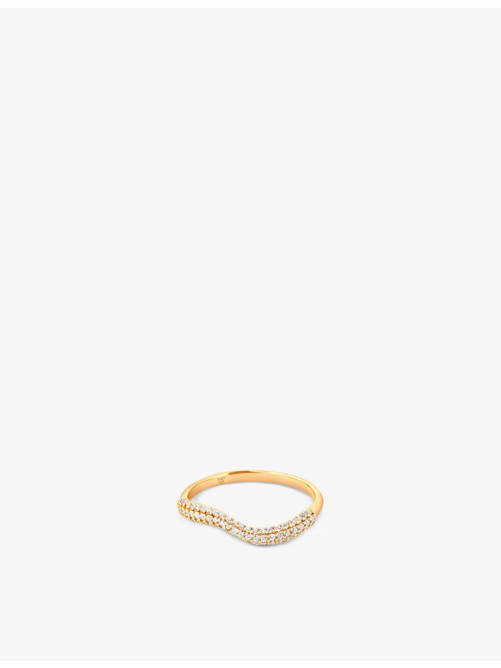 Wave 18ct yellow gold-plated recycled sterling-silver and cubic zirconia ring - 1