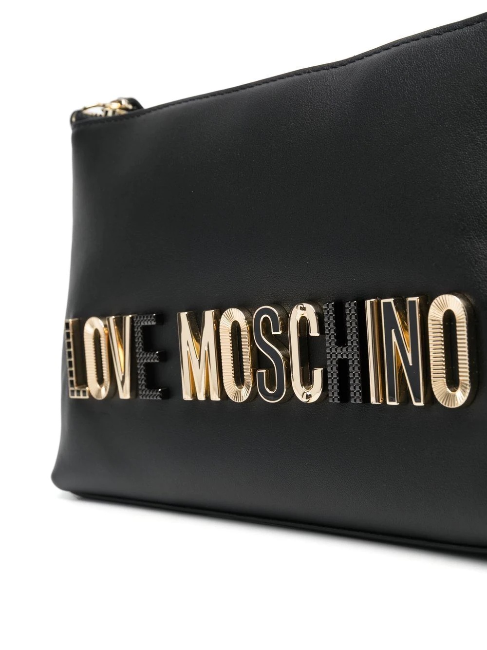 logo-plaque leather clutch bag - 4