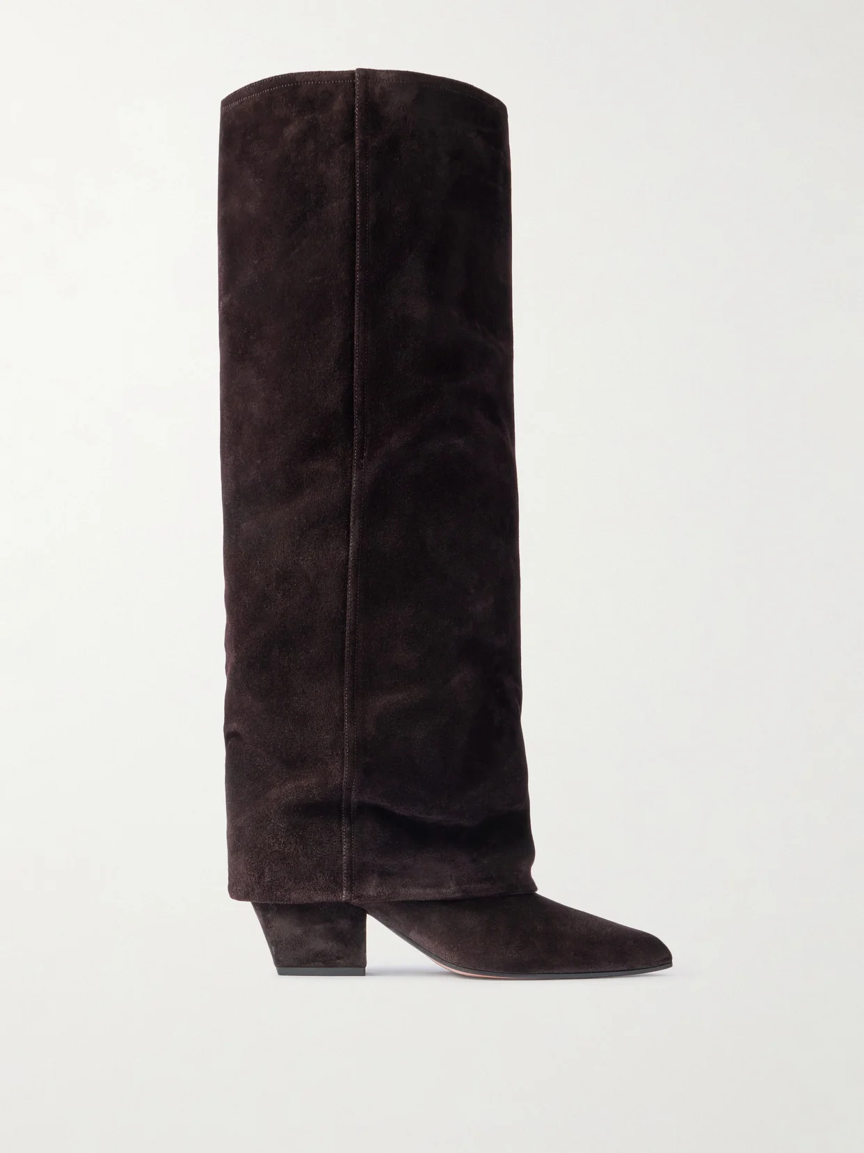 Jane Folded Suede Knee Boots - 1