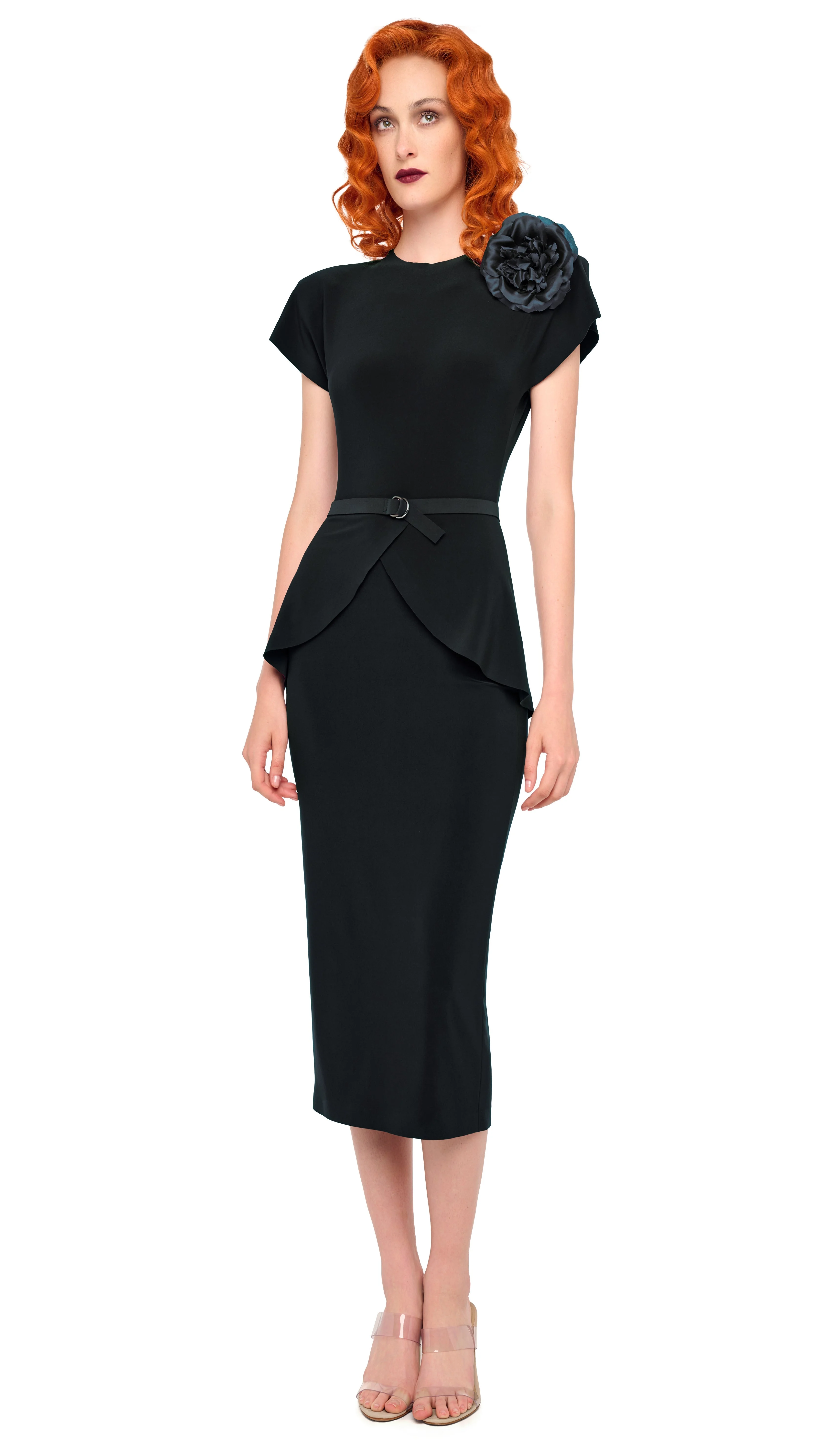 CAP SLEEVE PEPLUM DRESS - 1