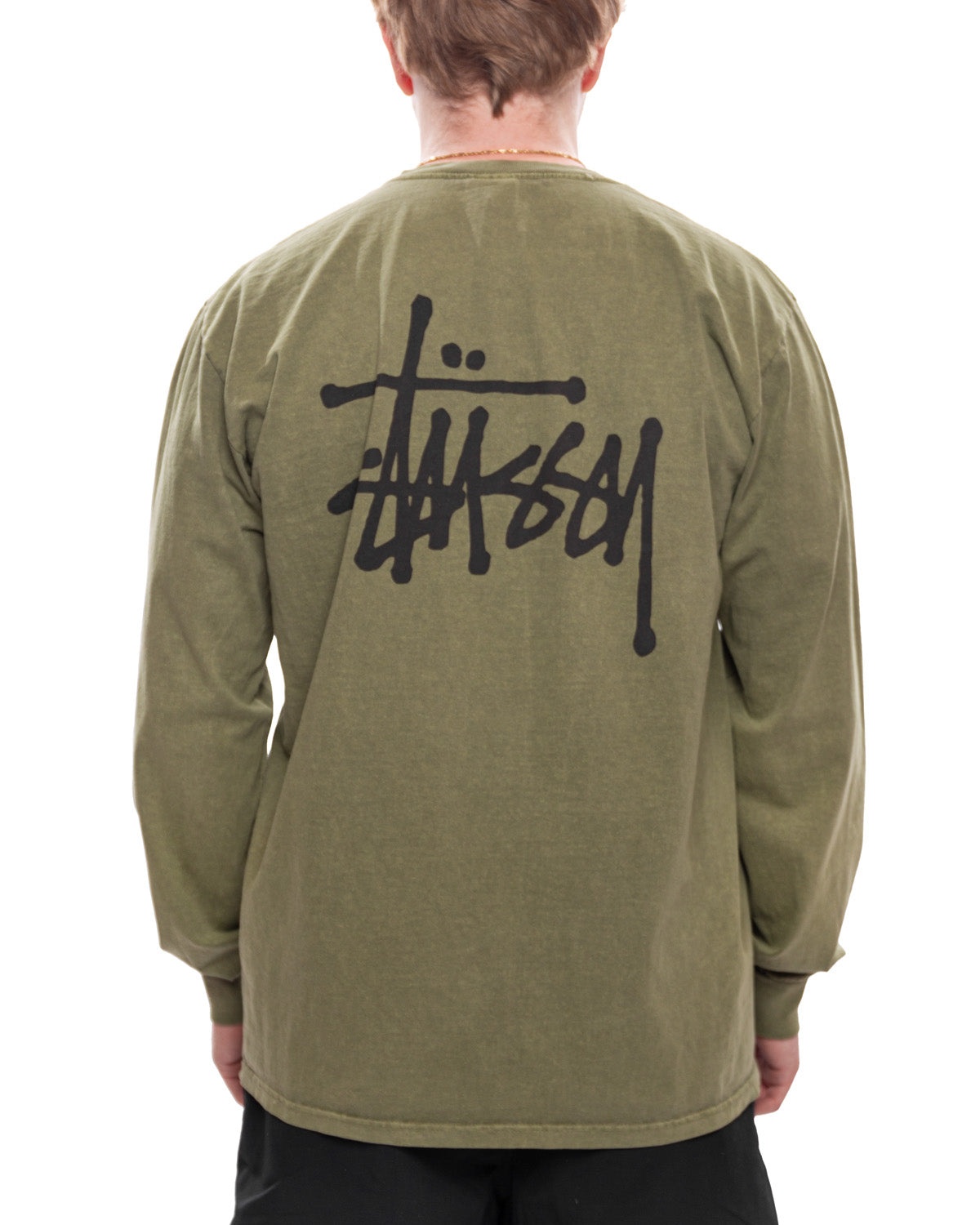 Basic Stussy Pigment Dyed LS Tee 'Olive' - 3