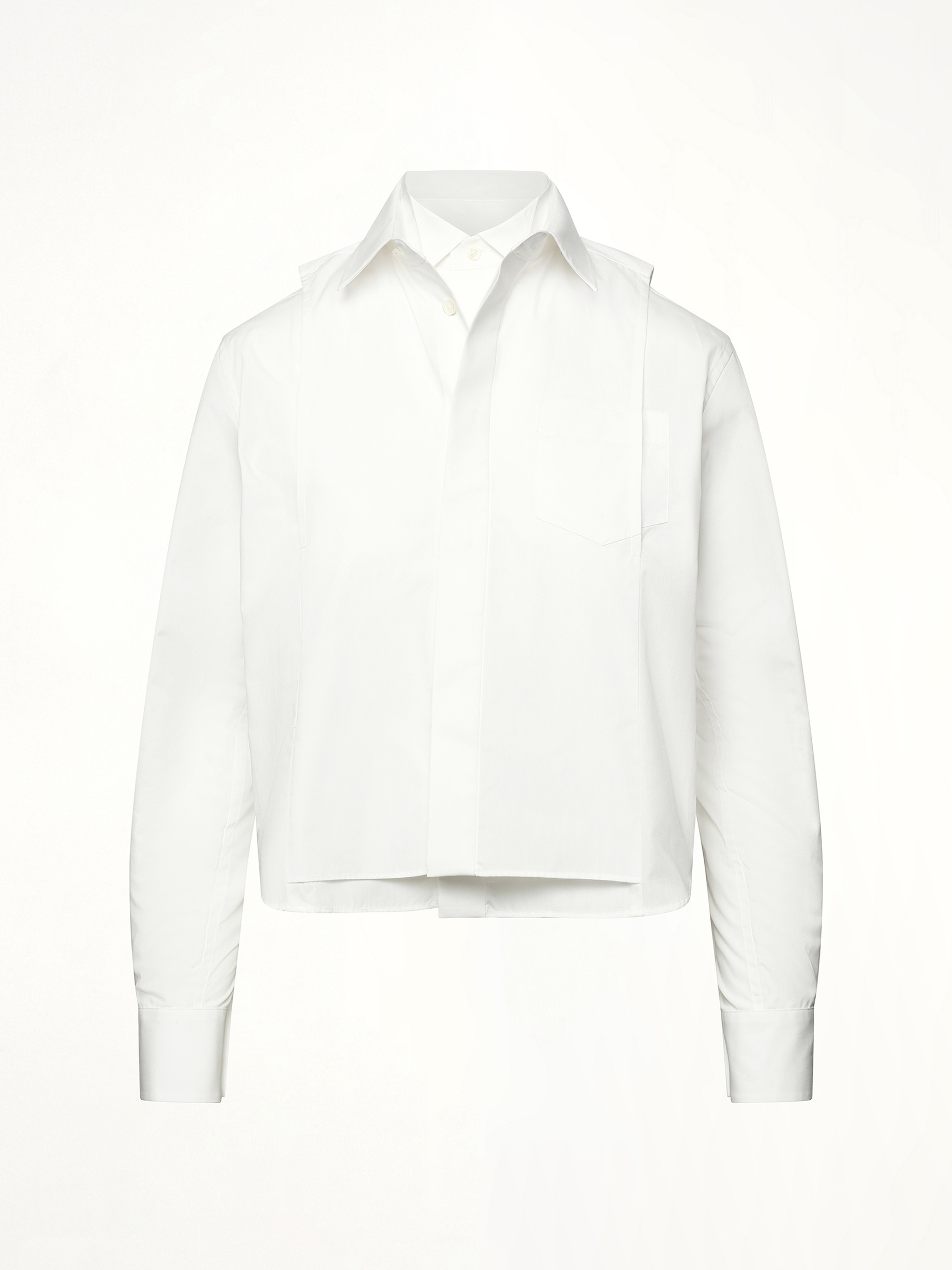 Layered Poplin Shirt in Off White - 2