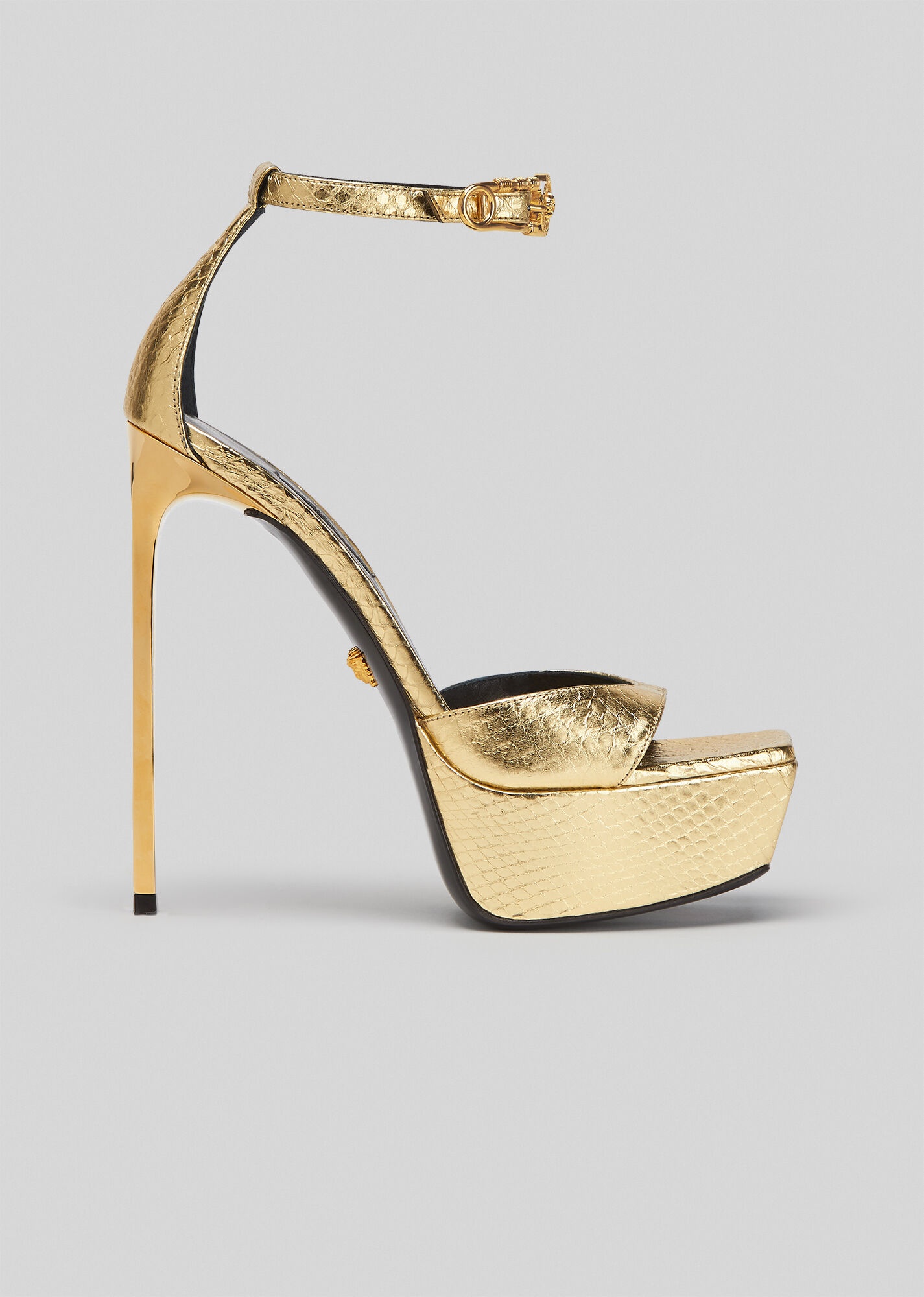 Safety Pin Snakeskin Platform Sandals - 1