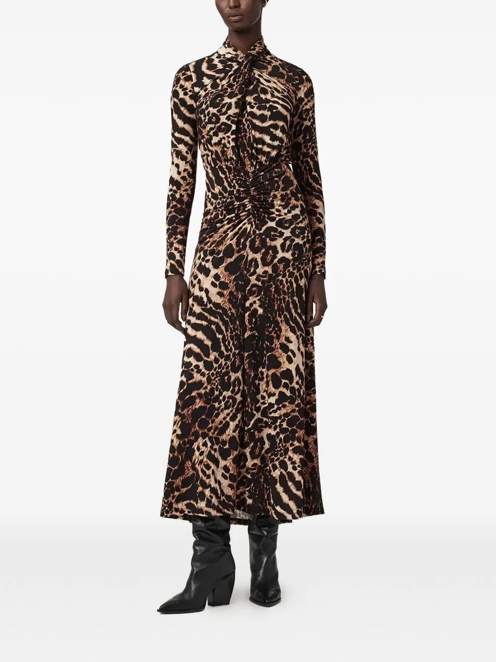 Mina A-line leopard midi dress - 1