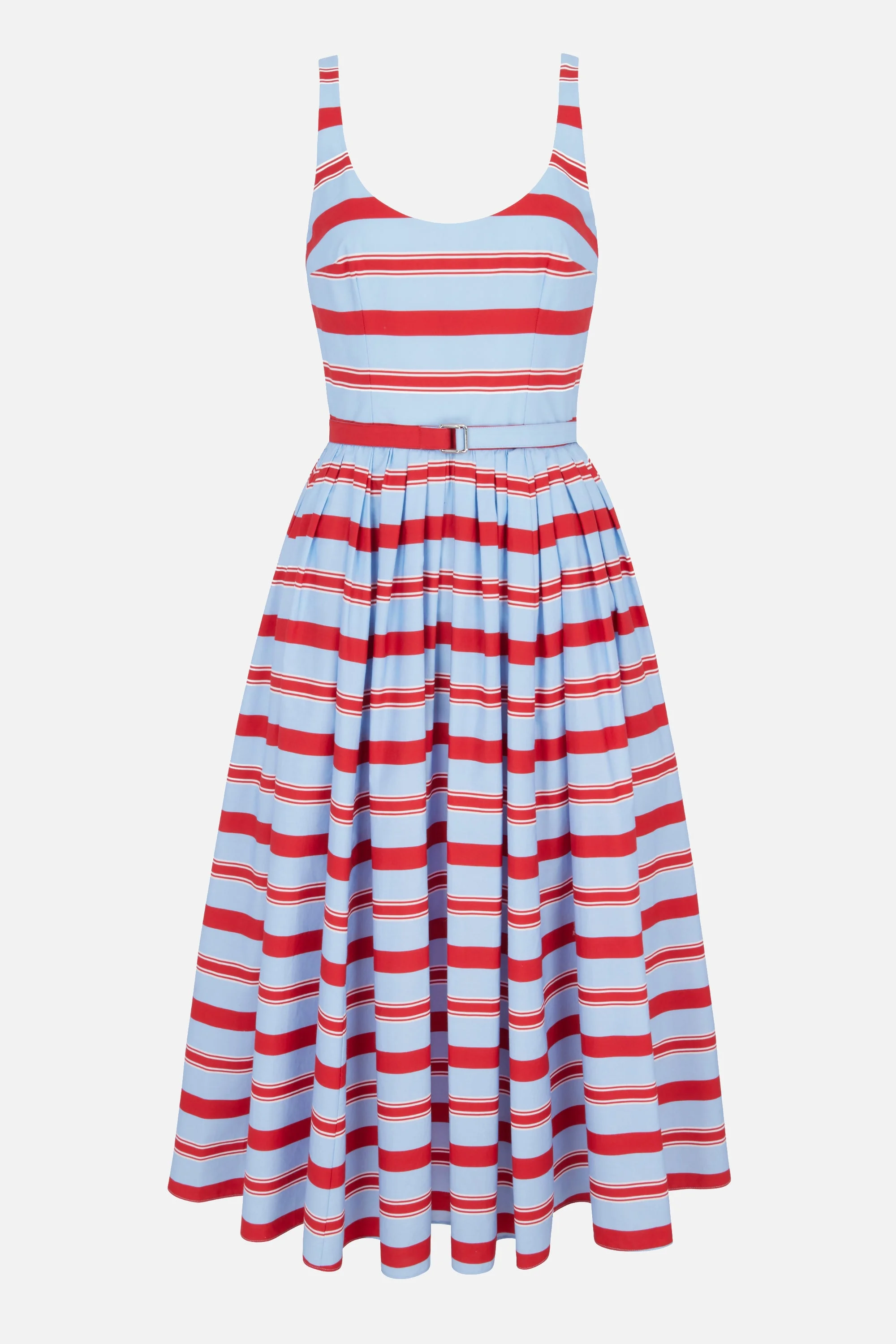 Eglantine Dress in Blue & Red Striped Cotton Popclan - 1