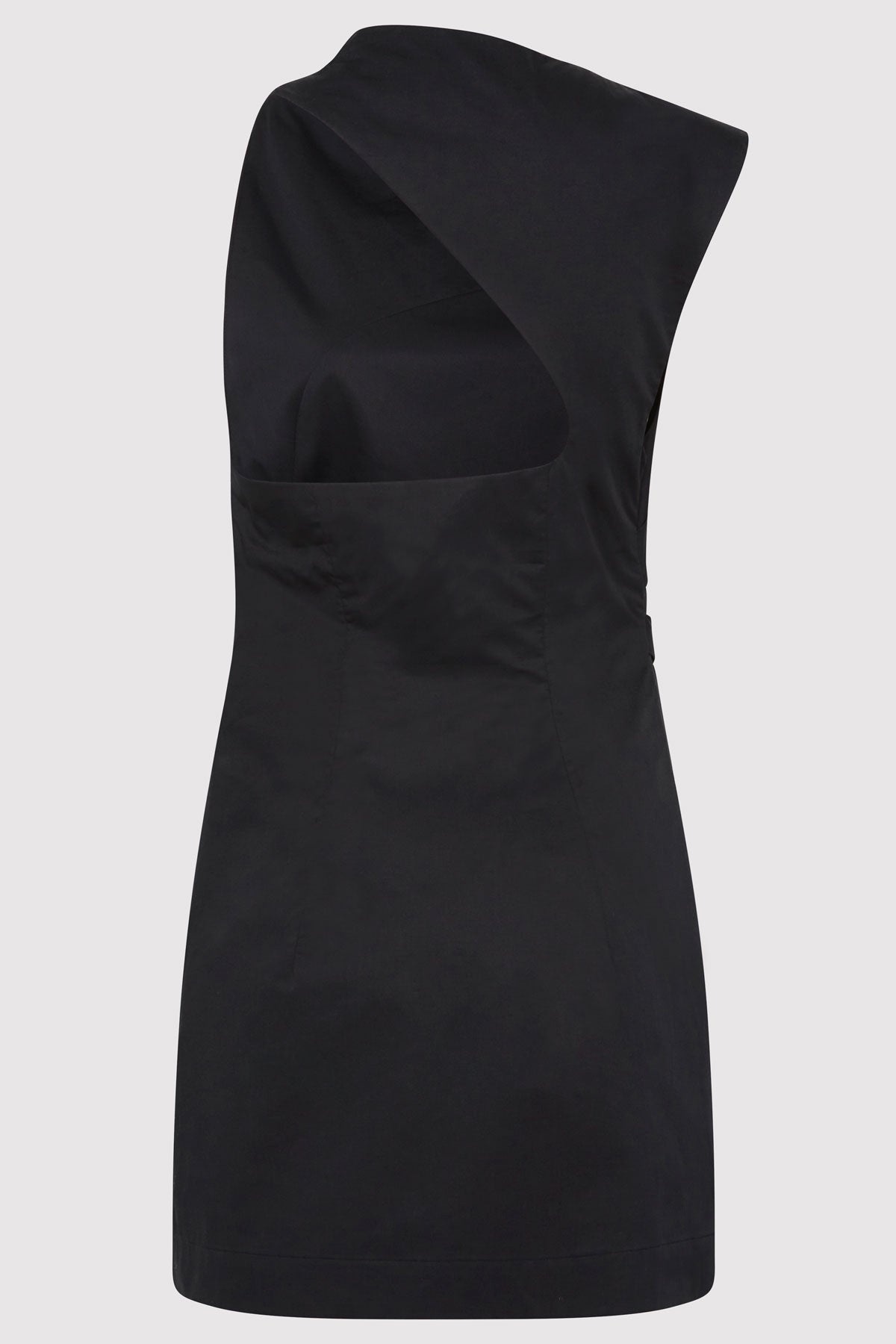 Asymmetric Tuck Mini Dress - Black - 6