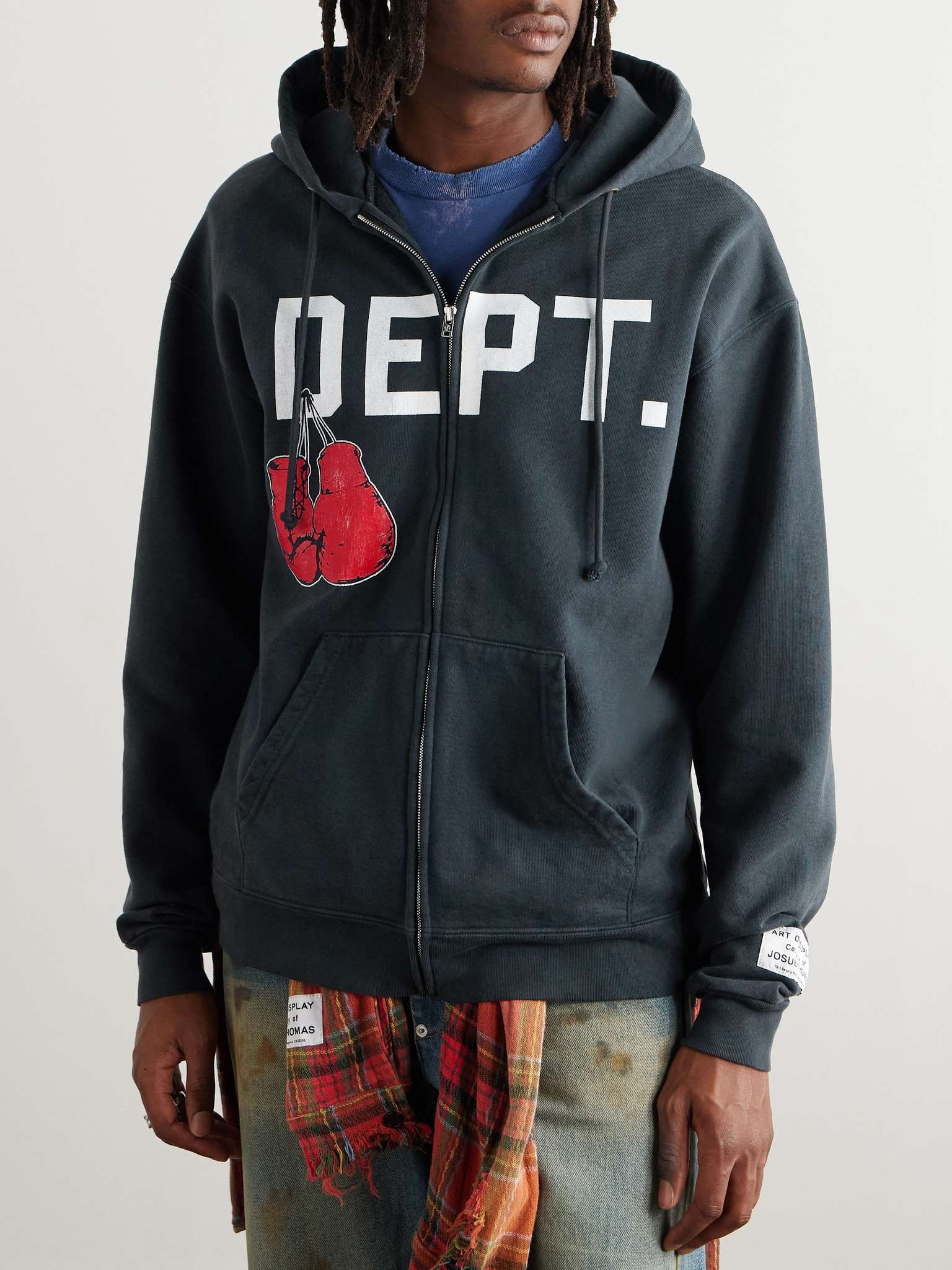 Appliquéd Logo-Print Cotton-Jersey Zip-Up Hoodie - 3