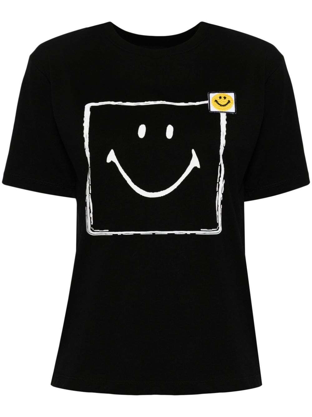 square smiley face-print T-shirt - 1