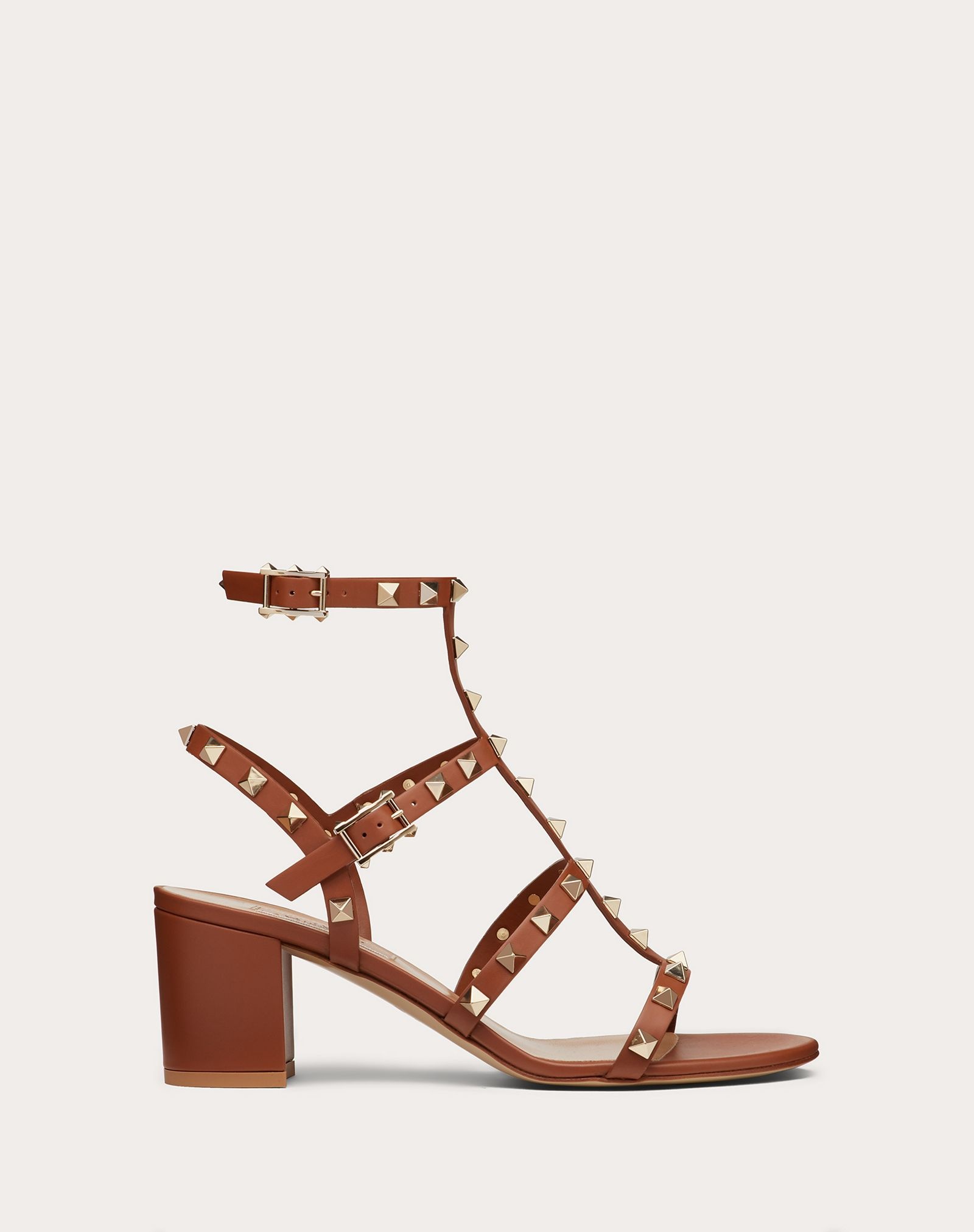 Rockstud Calfskin Ankle Strap Sandal 60 mm - 1