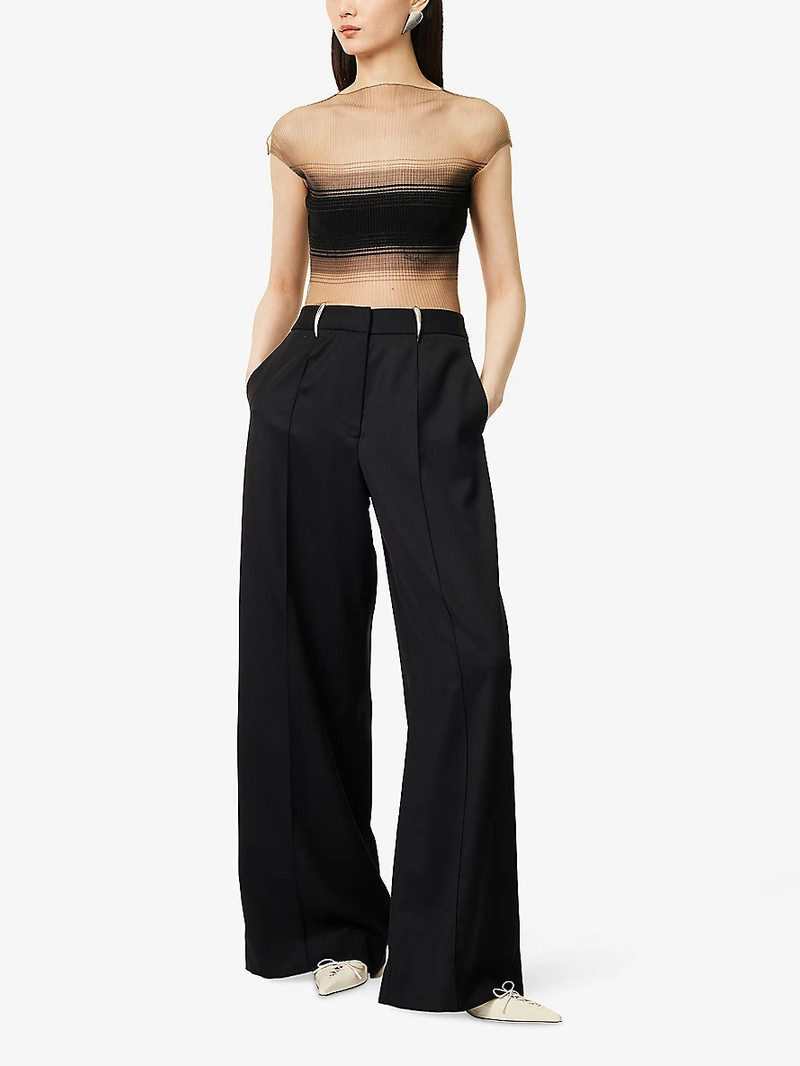 GRACE LING Evanescent Censor Cap-Sleeve Sheer-Knit Top outlook