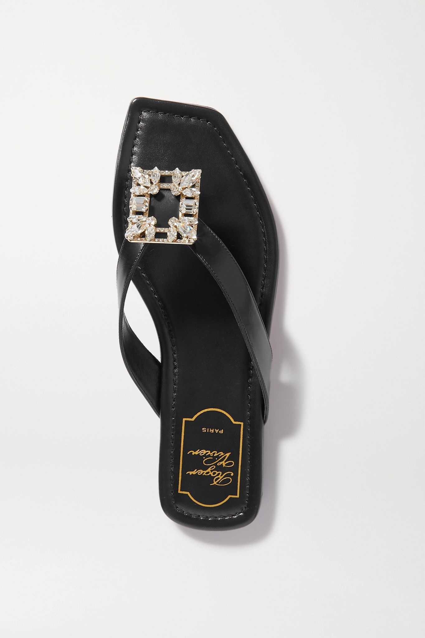 Crystal-embellished leather flip flops - 6