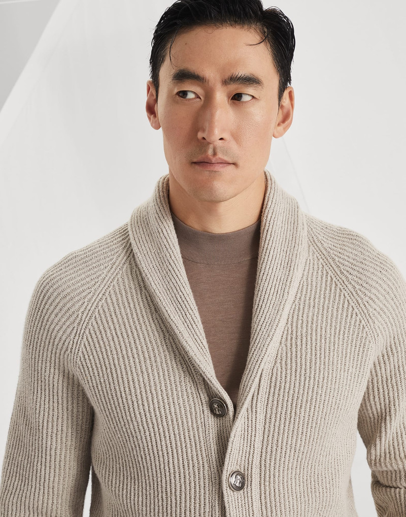 Malfilé cotton English rib cardigan with raglan sleeves 3