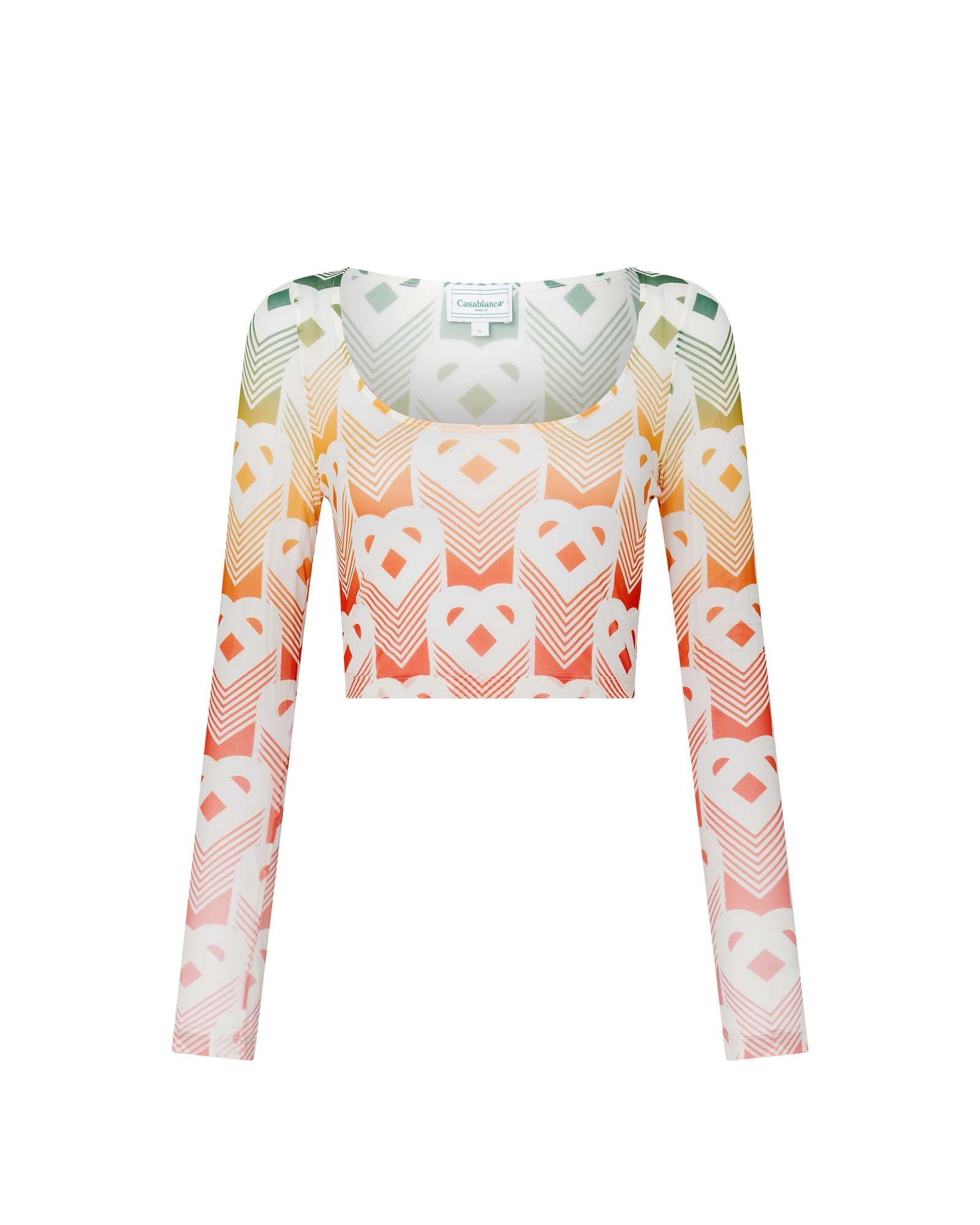 Gradient Heart Monogram Mesh Top - 1