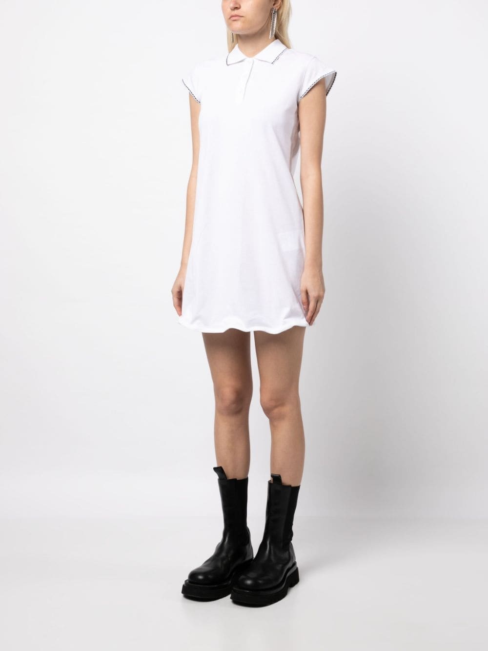 contrast-stitching shirt dress - 3