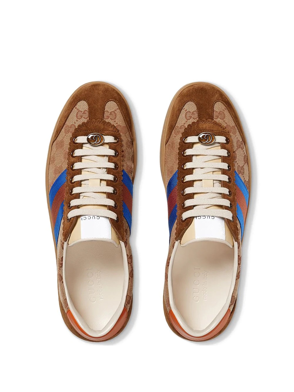 brown, orange and blue Original GG and suede Web sneakers - 5