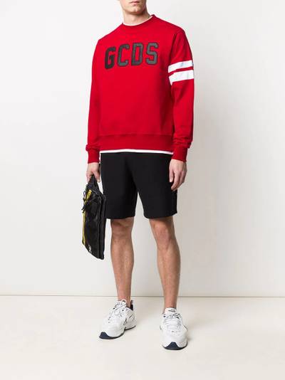 GCDS embroidered logo stripe sleeve sweatshirt outlook