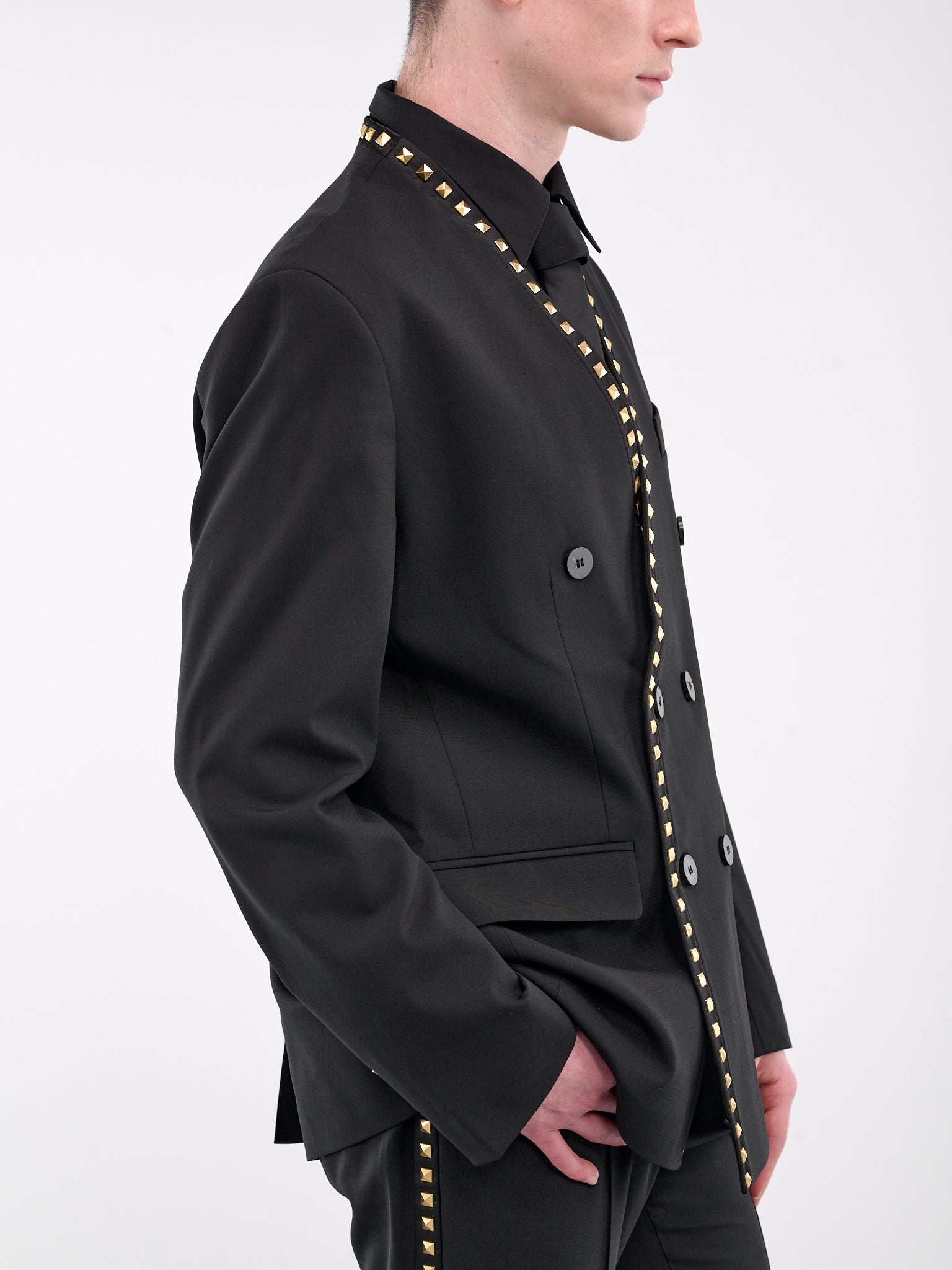 Studded Lapelless Blazer - 4