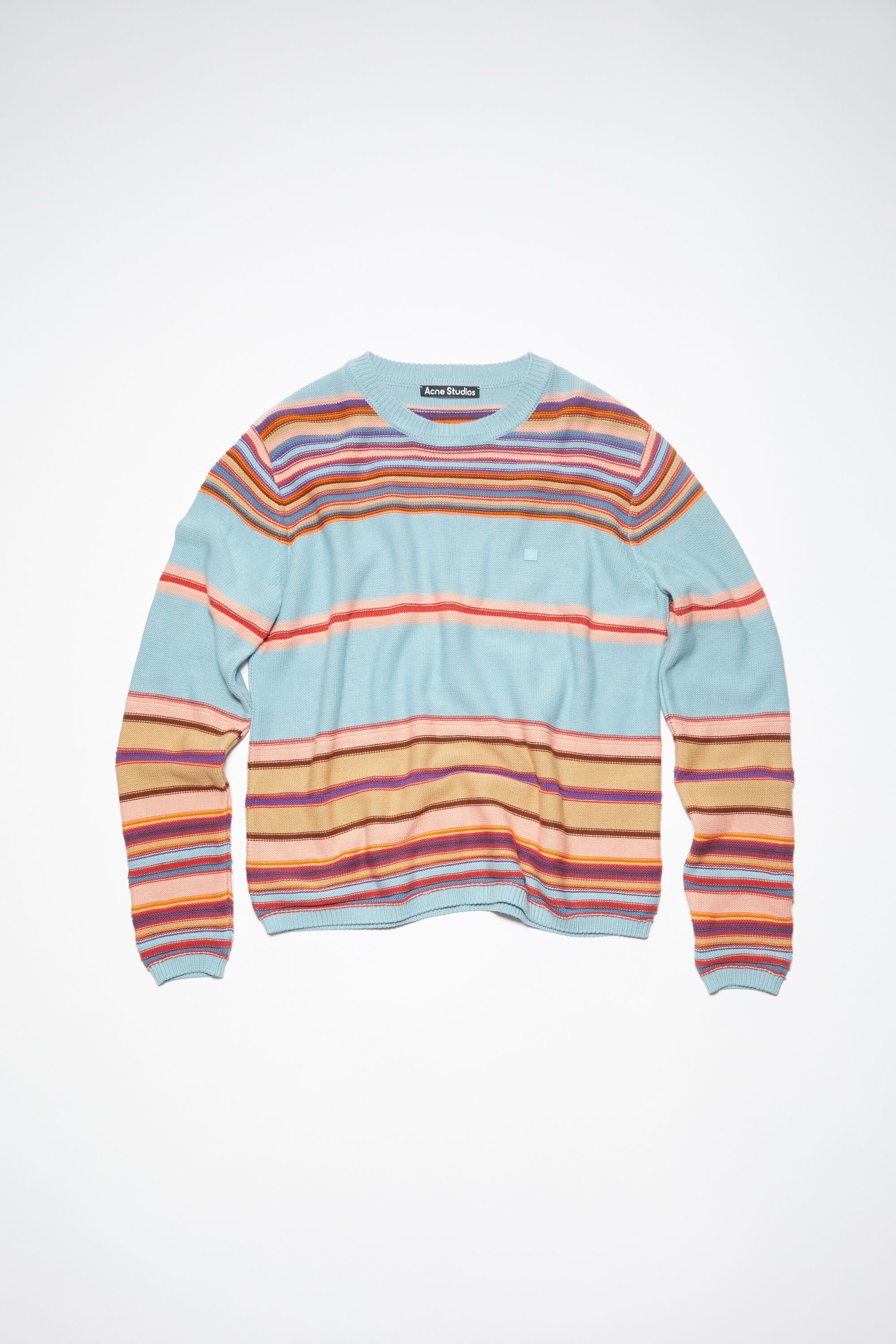 Crew neck knit jumper - Dusty blue/multi - 6