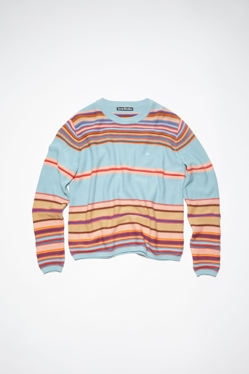 Crew neck knit jumper - Dusty blue/multi 6