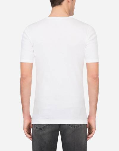 Dolce & Gabbana Fine-rib cotton granddad-neck t-shirt outlook