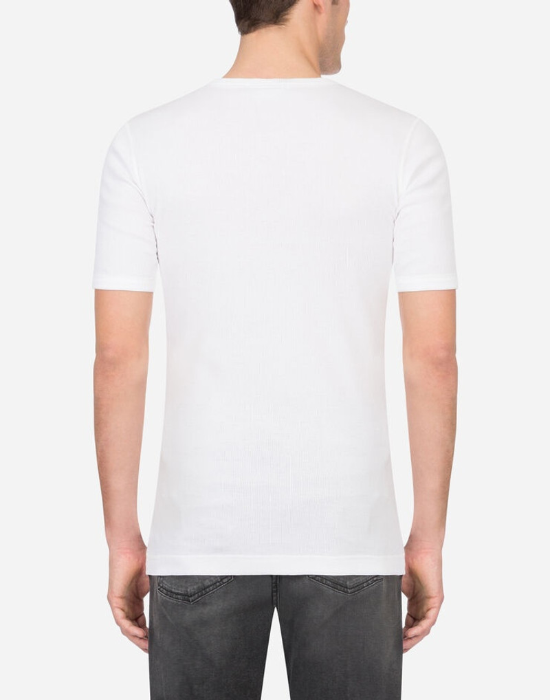 Dolce & Gabbana Fine-rib cotton granddad-neck t-shirt outlook