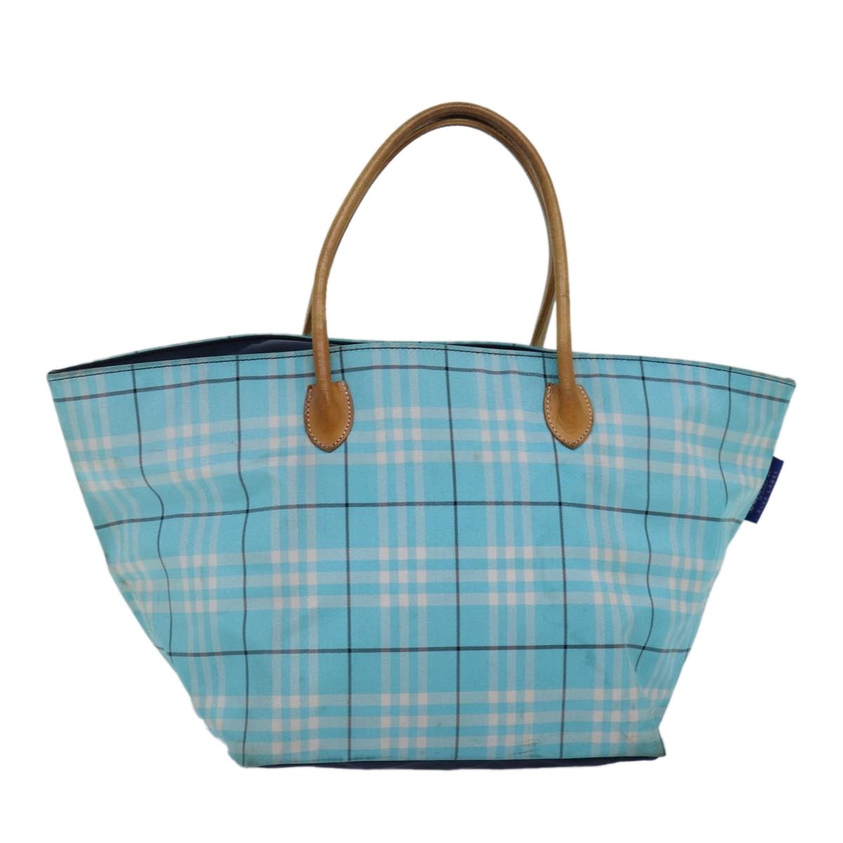 Burberry Nova Check Blue Label Tote Bag Nylon Light Blue Silver - 12