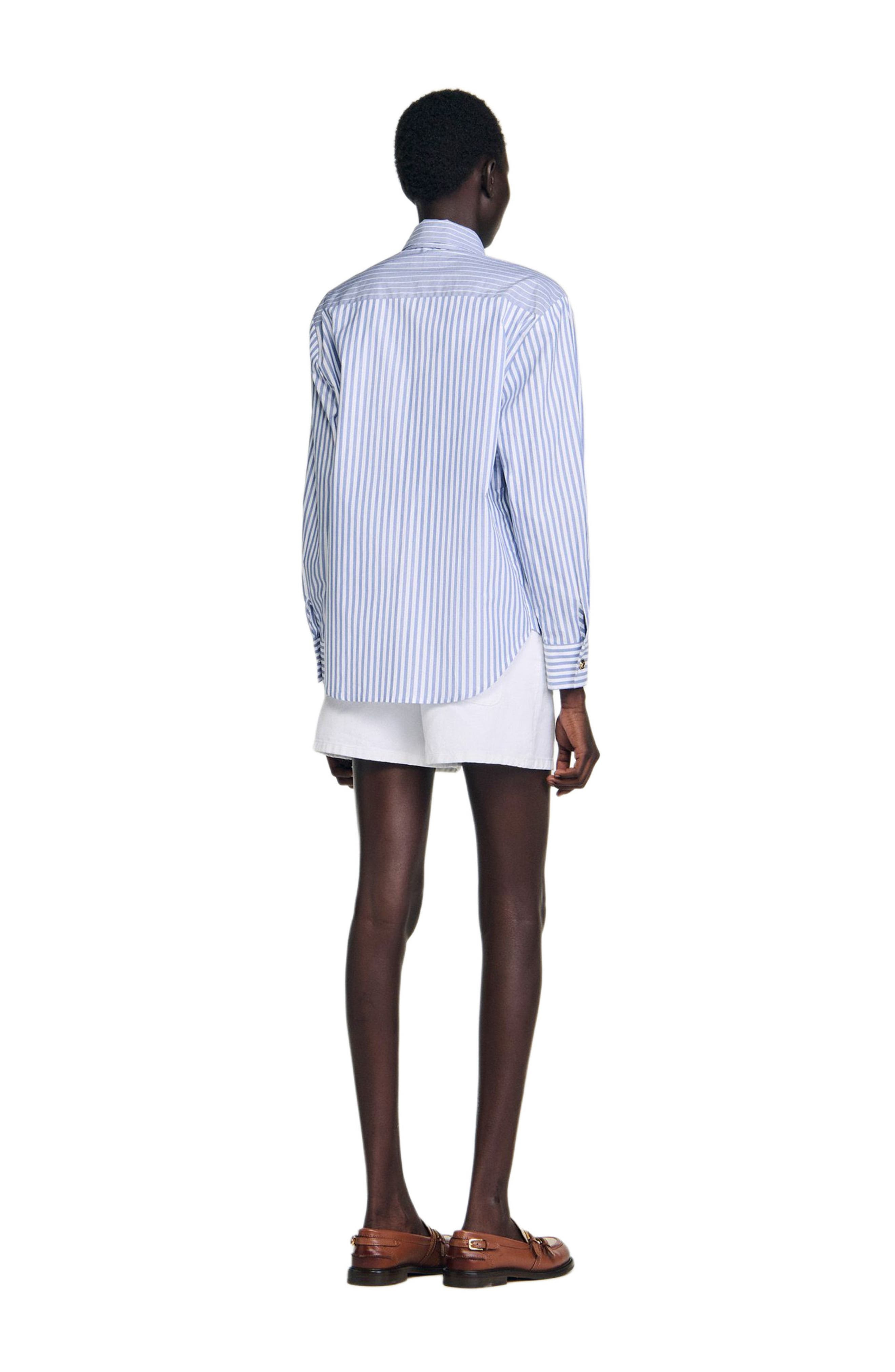 SANDRO Striped tie shirt in Blu /White at Nordstrom - 2