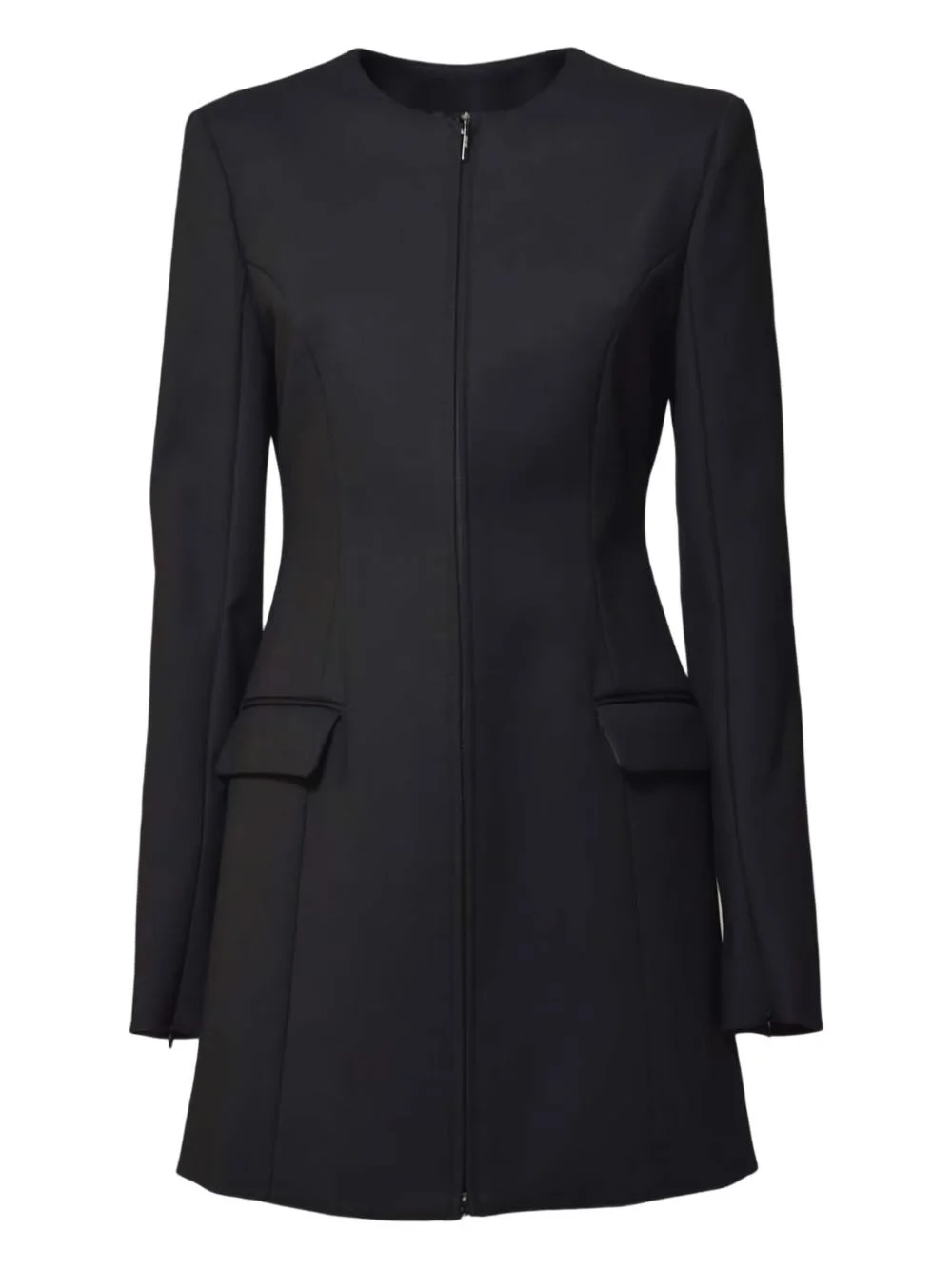 zip-fastening single-breasted coat - 1