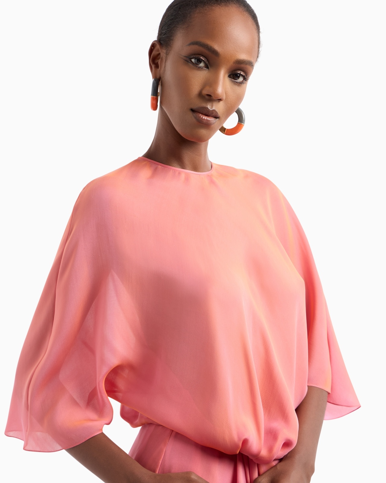 SHORT DRESS IN TWO-TONE SILK CHIFFON - 5