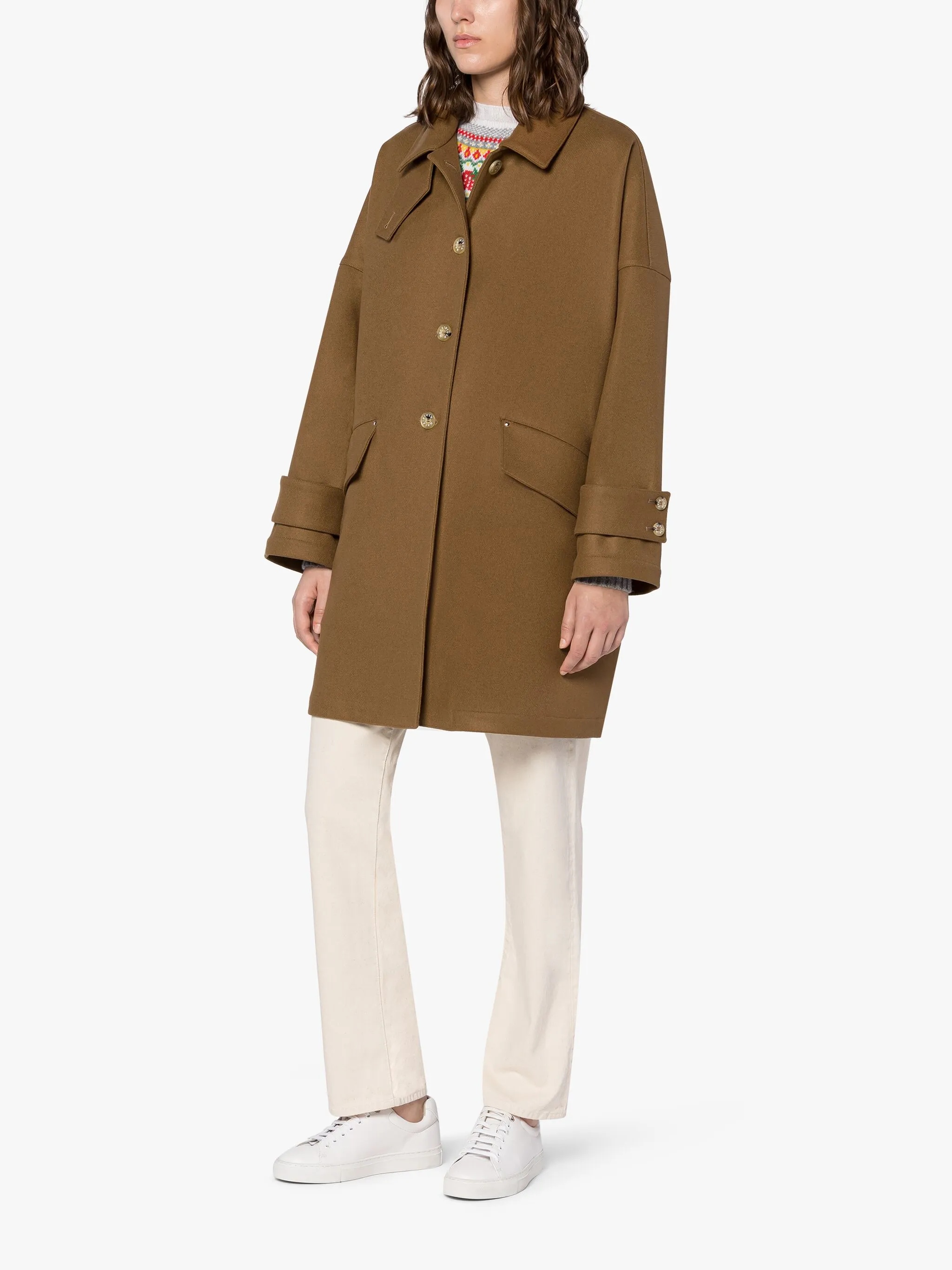 HUMBIE CAMEL BROWN WOOL OVERCOAT - 2