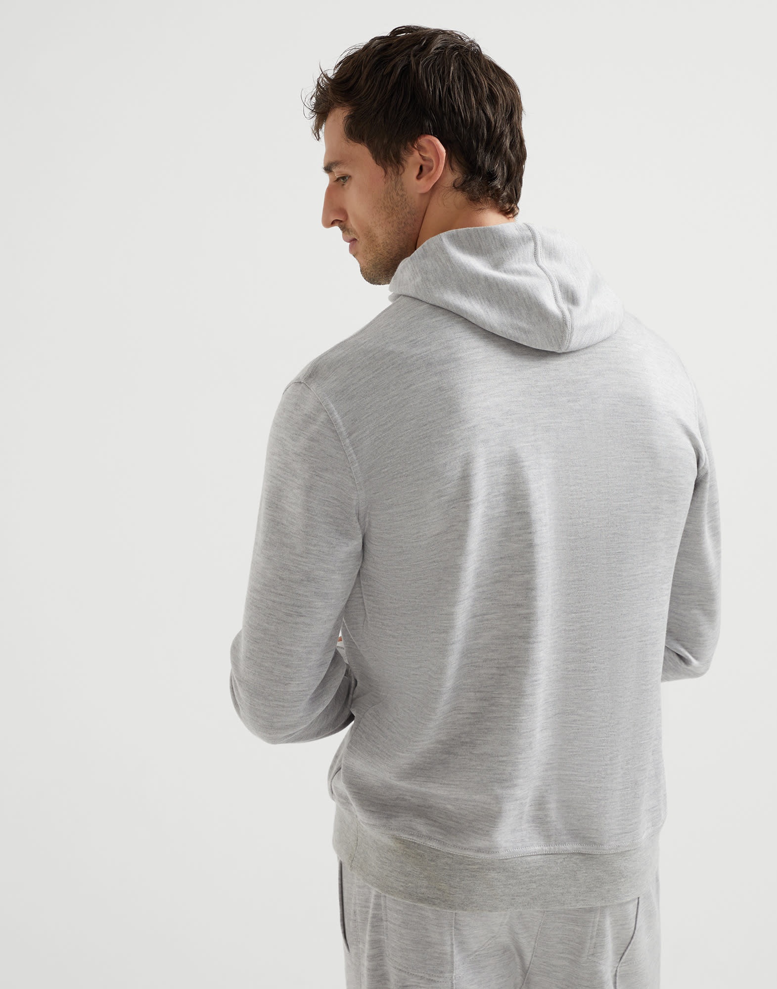 Cashmere and silk French terry hooded sweatshirt with zipper - 2