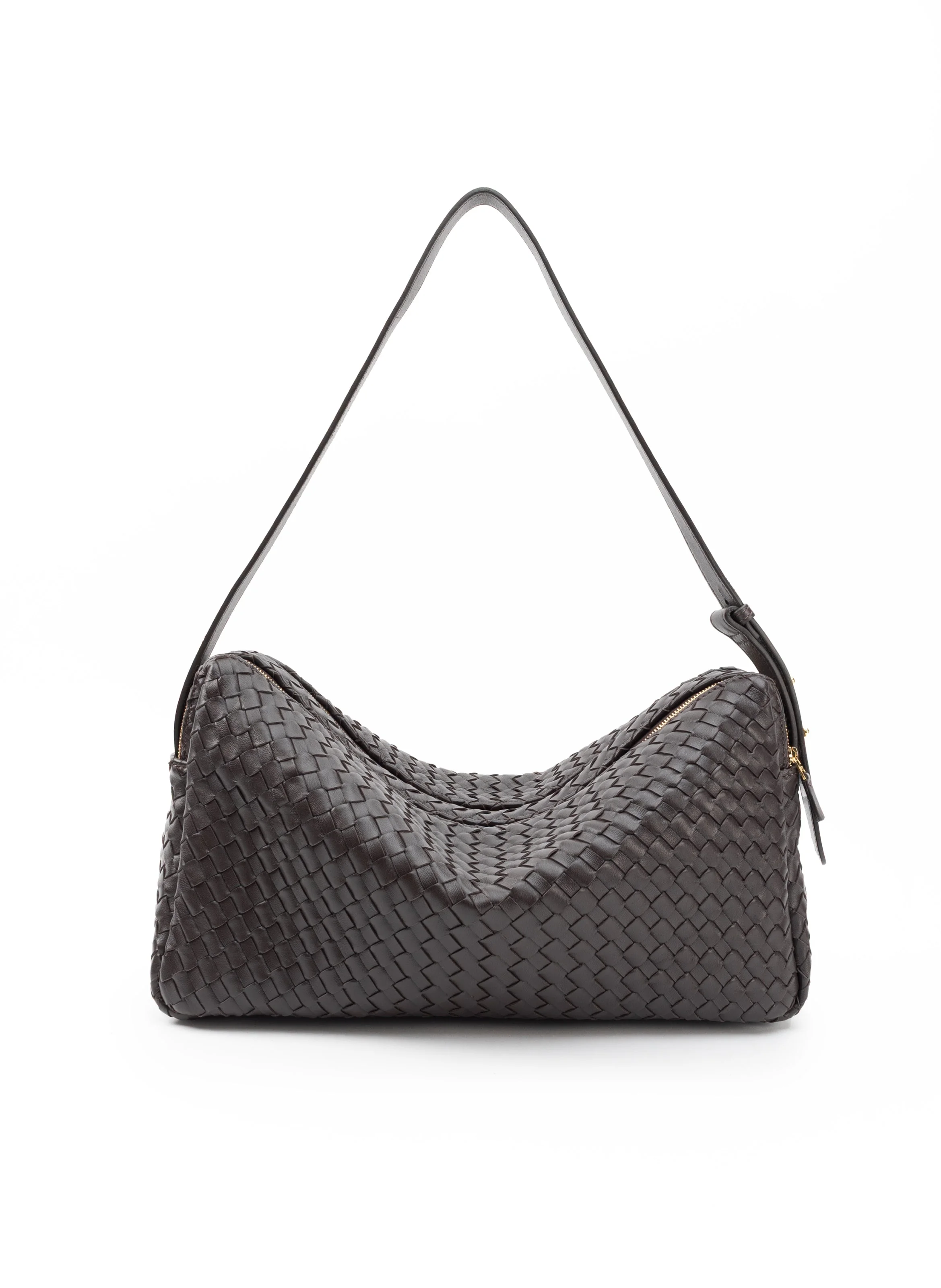 Trousse Large Woven Leather Dark Brown - 1