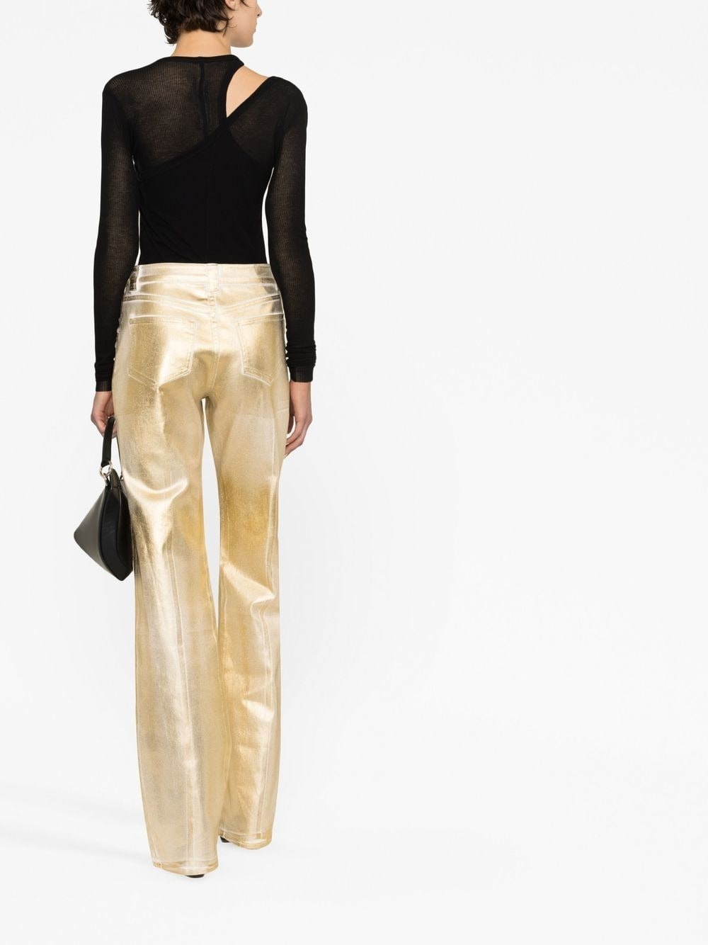 metallic-effect straight leg jeans - 7