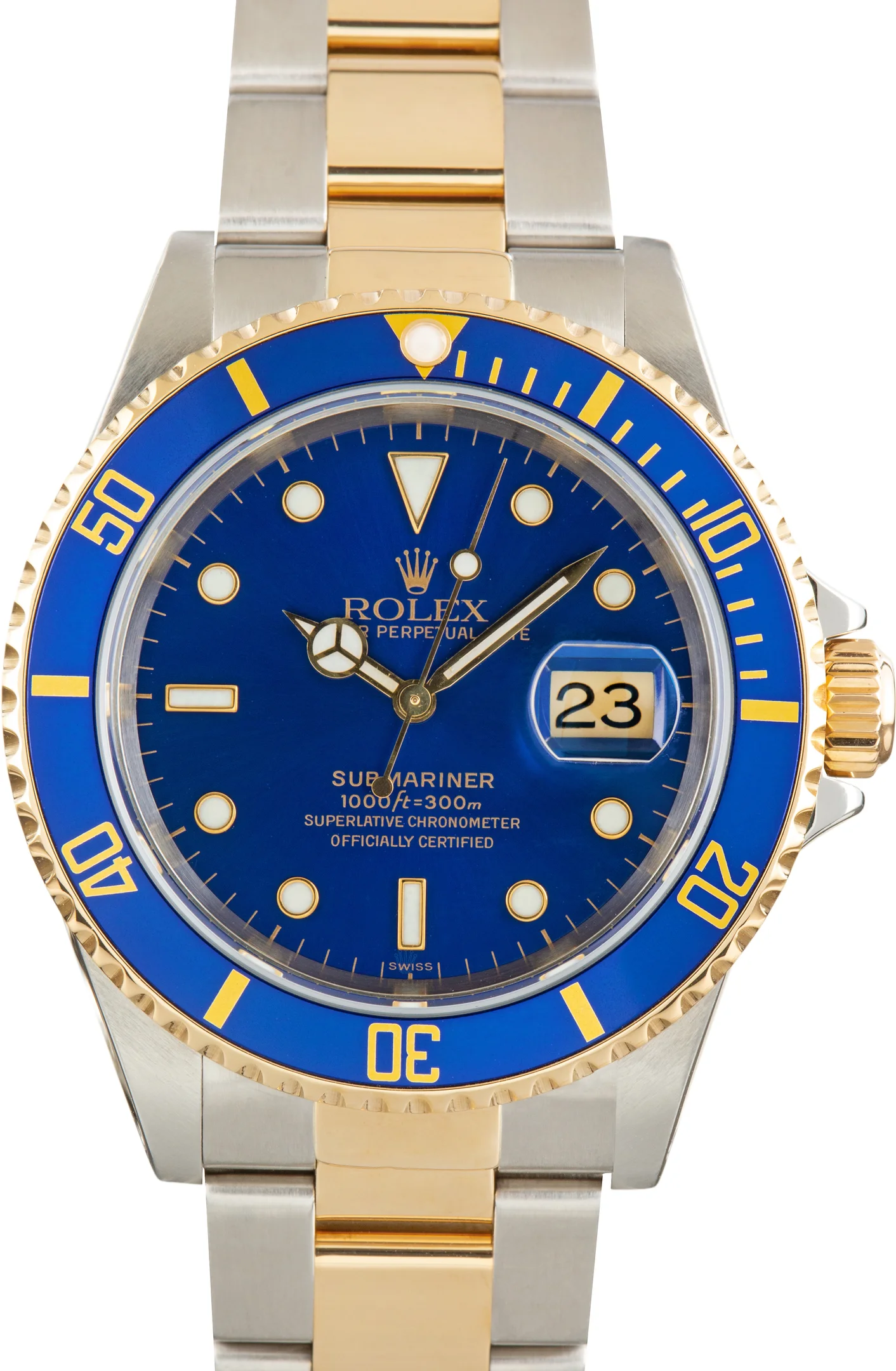 Pre-Owned Rolex Submariner Ref 16613 Blue Aluminum Bezel - 1