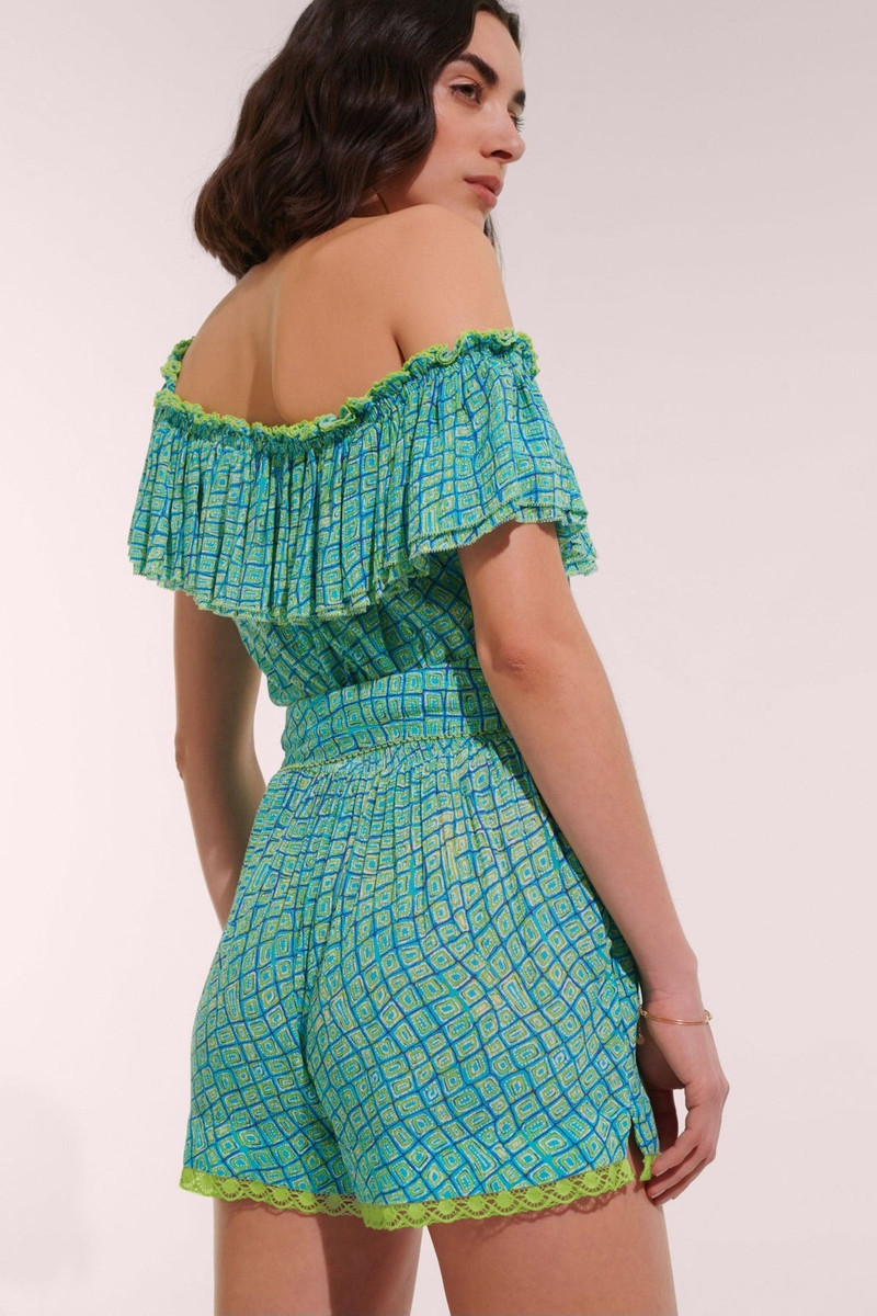 Poupette St Barth Short Jumpsuit Bella - Sky Abori outlook