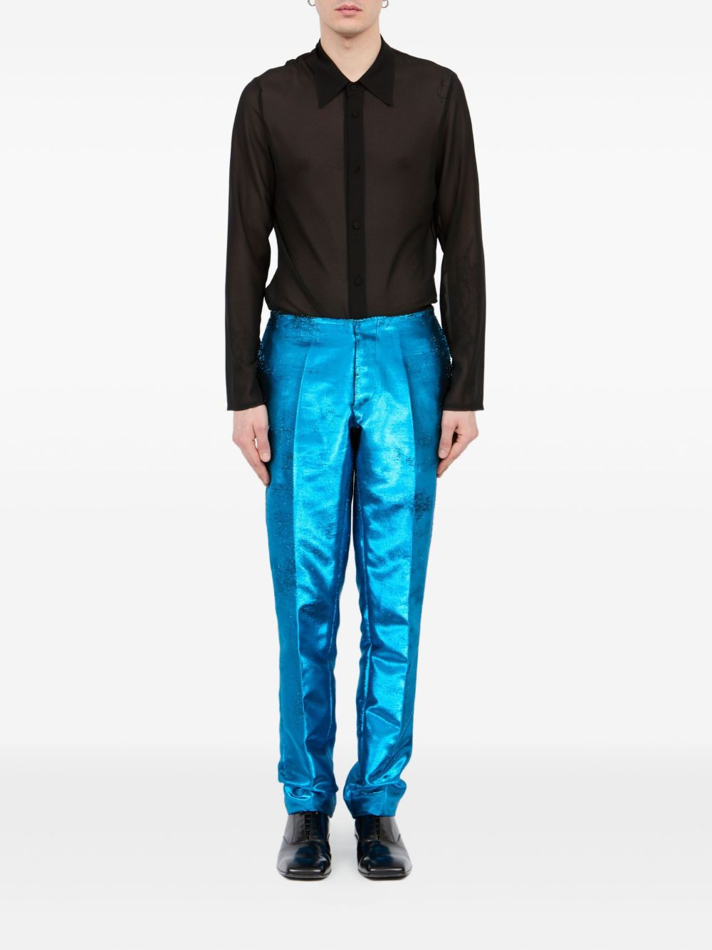 metallic-finish tailored trousers - 2