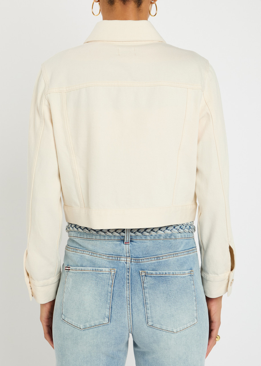 Alice + Olivia Chloe Darted Denim Cropped Jacket - 3