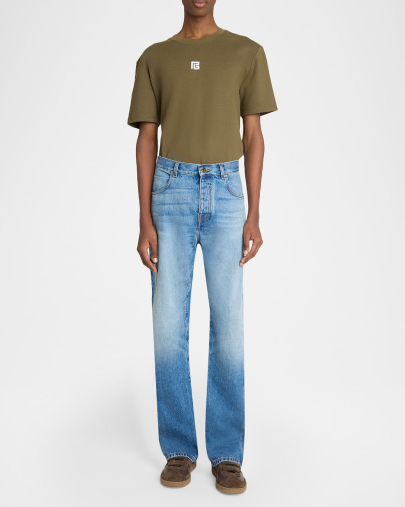 Balmain Men's Loose-Fit Faded Denim Jeans outlook