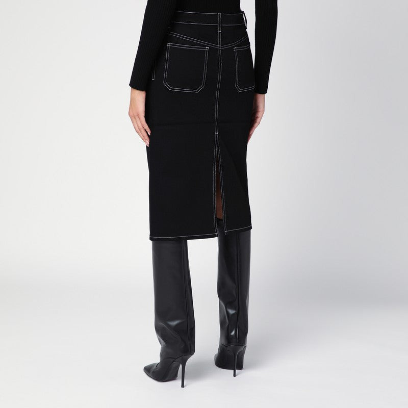 BLACK DENIM MIDI SKIRT - 2