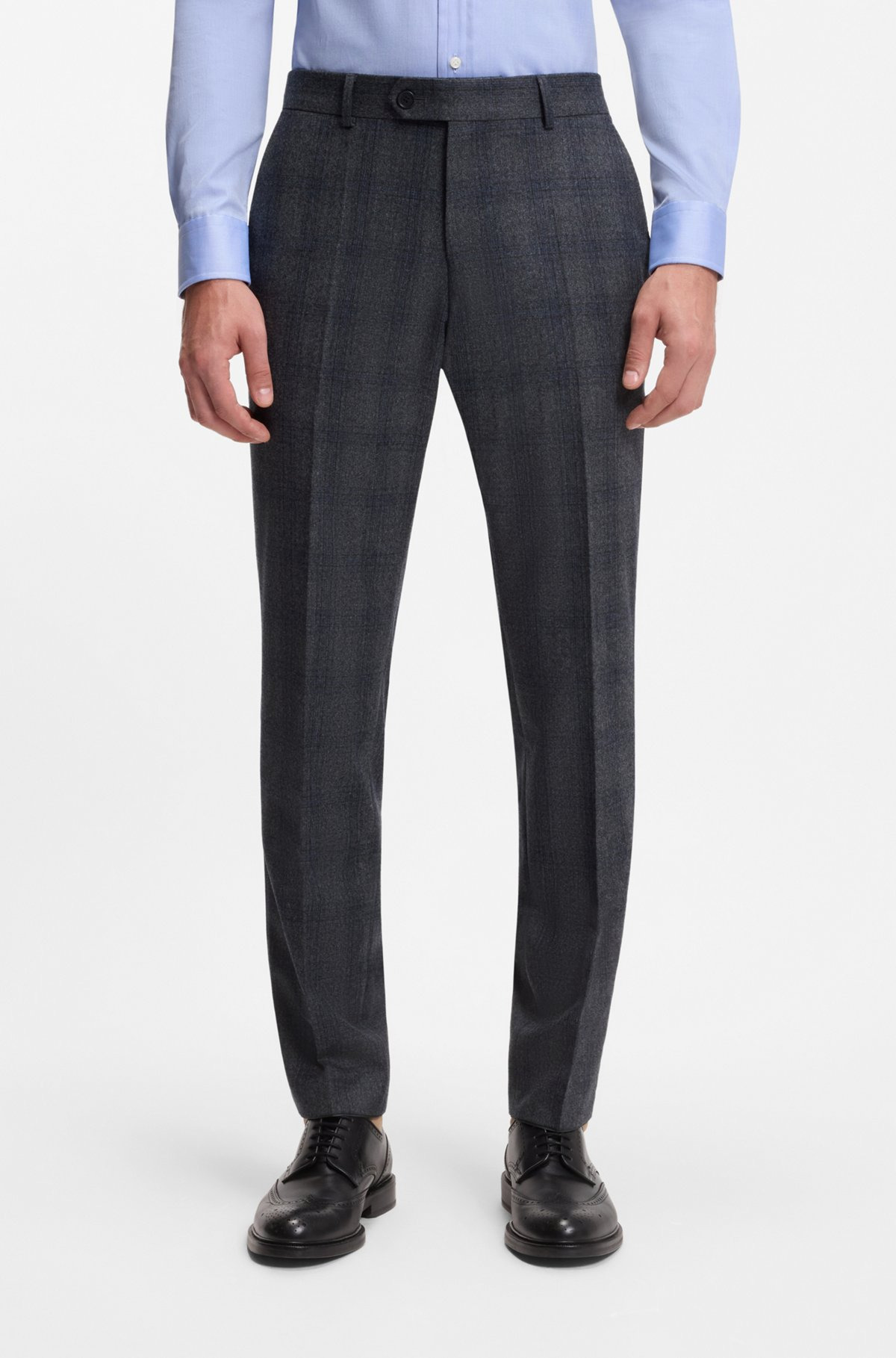 BECKHAM X BOSS SLIM-FIT TROUSERS IN CHECKED VIRGIN WOOL - 2