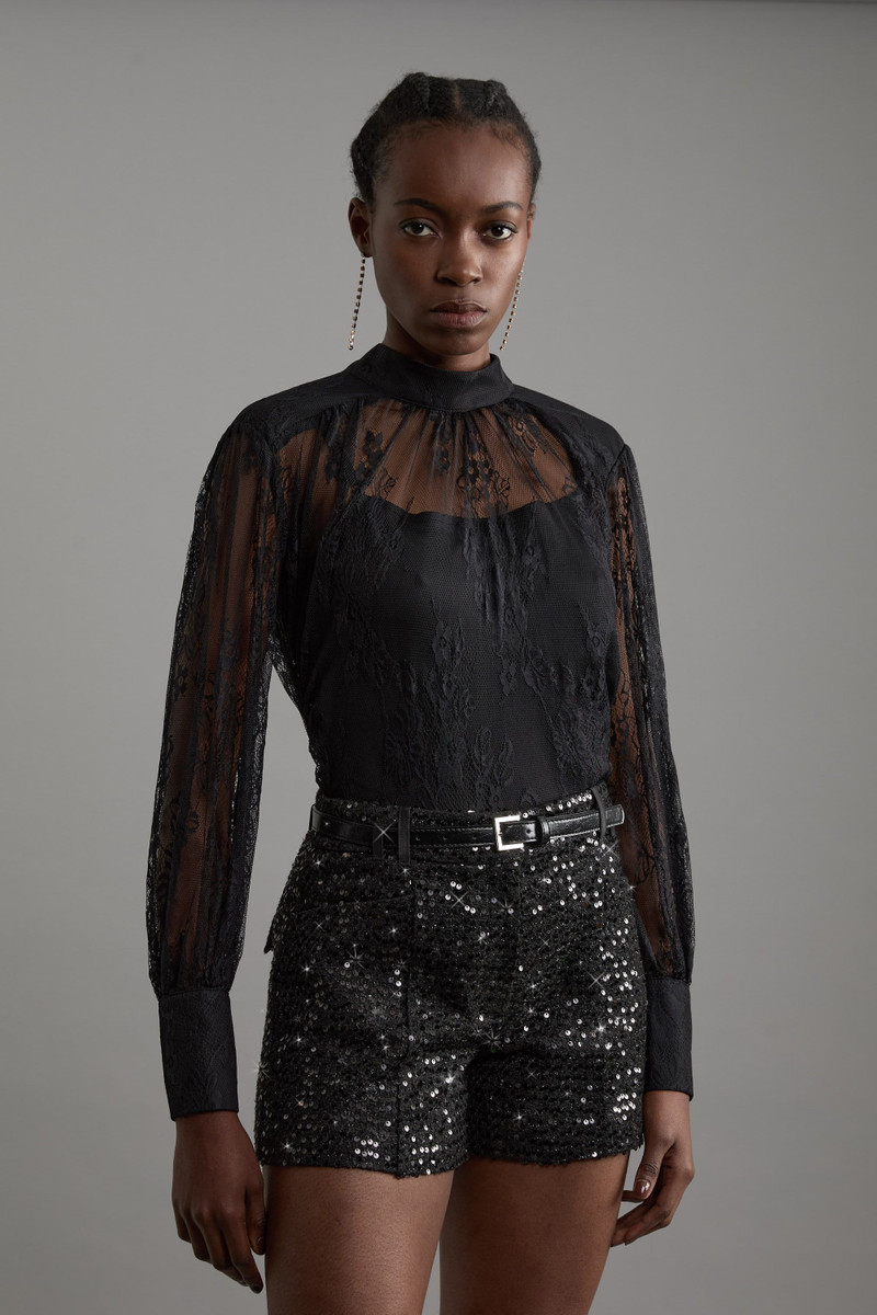 Sequin Tweed Tailored Shorts 3
