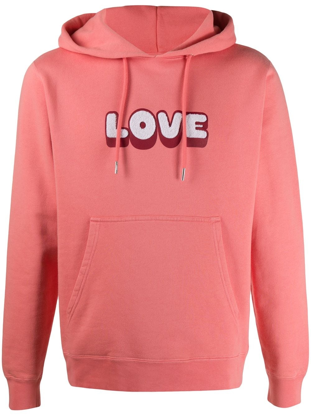 embroidered LOVE print hoodie - 1