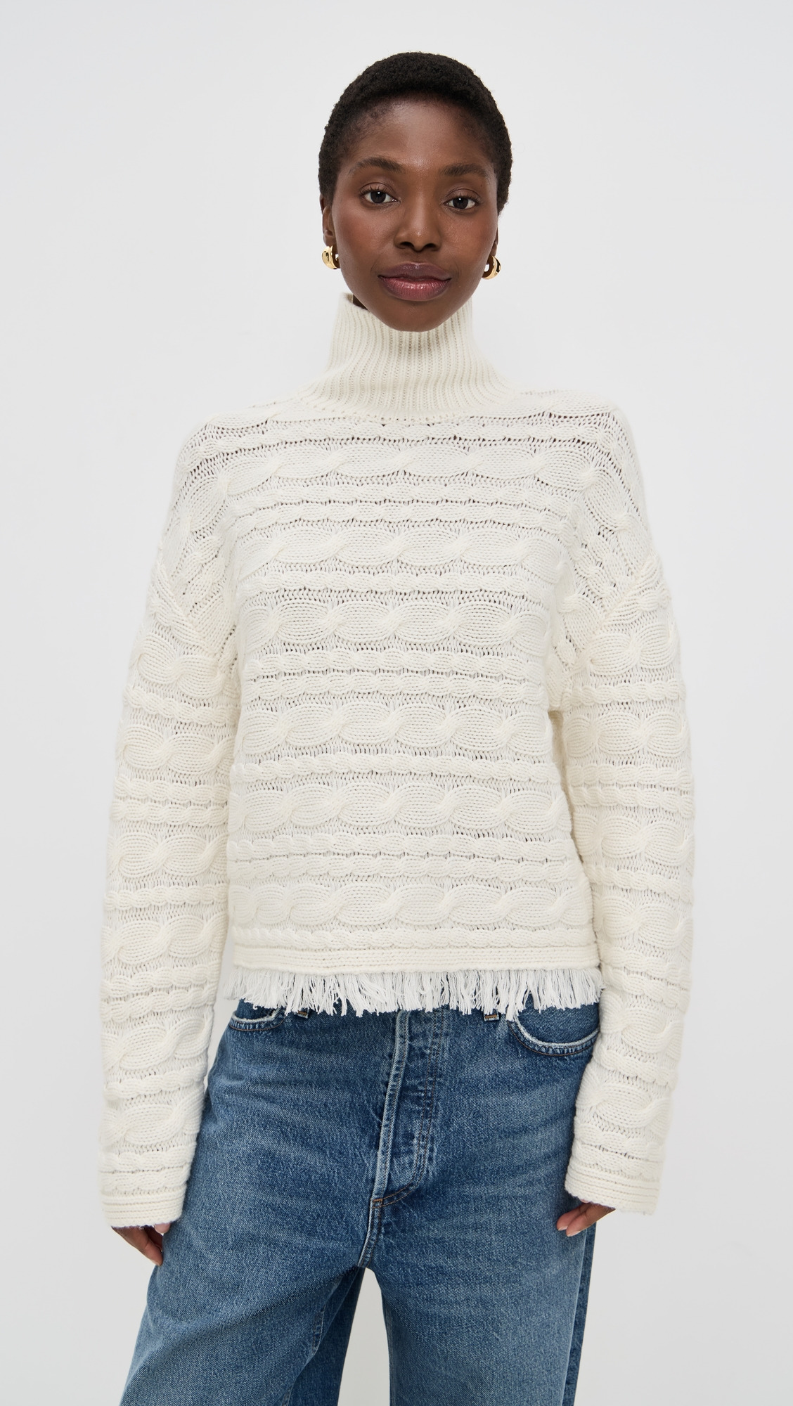 Cropped Cable Turtleneck - 6
