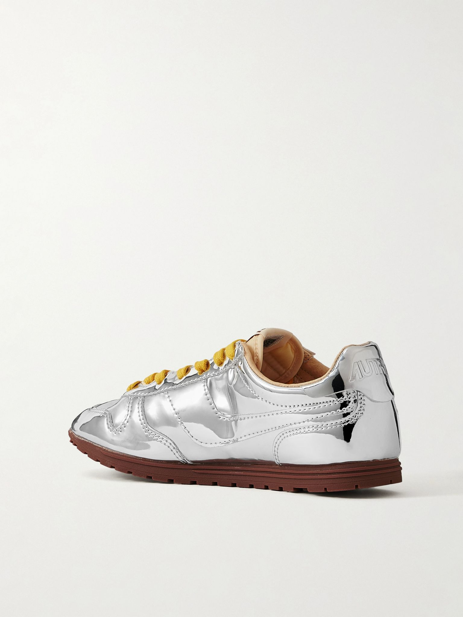 Windspin Low canvas-trimmed mirrored-vinyl sneakers Silver - 3