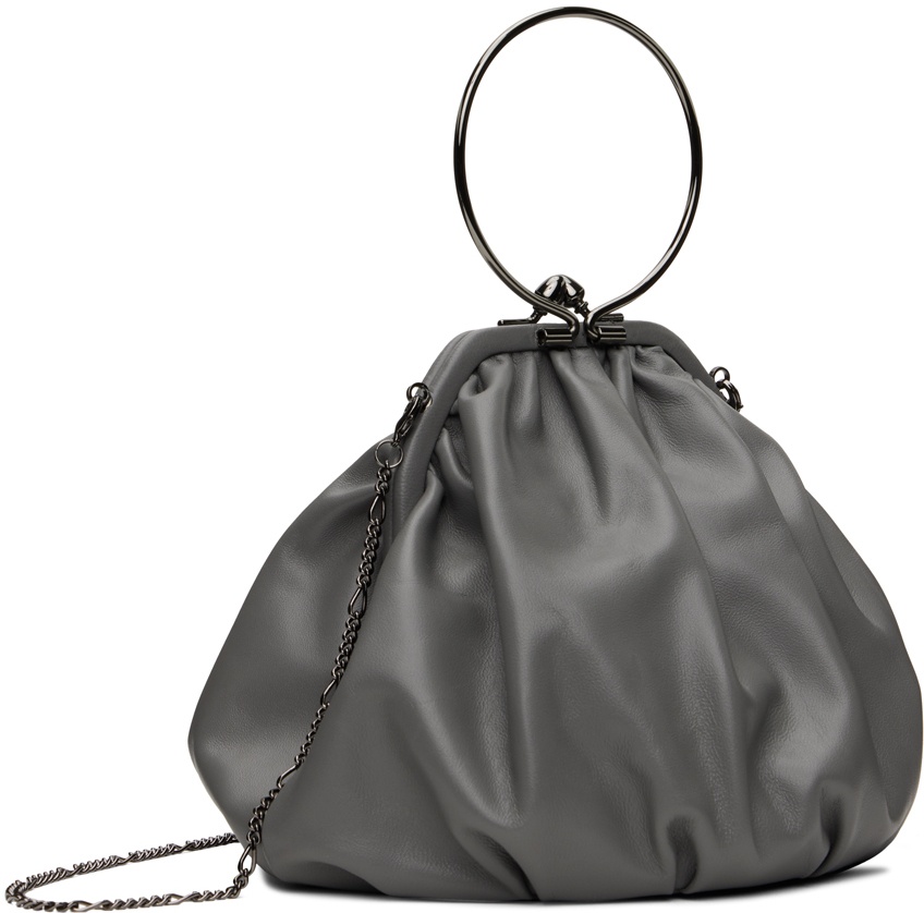 Gray discord Clasp Drape Bag - 3
