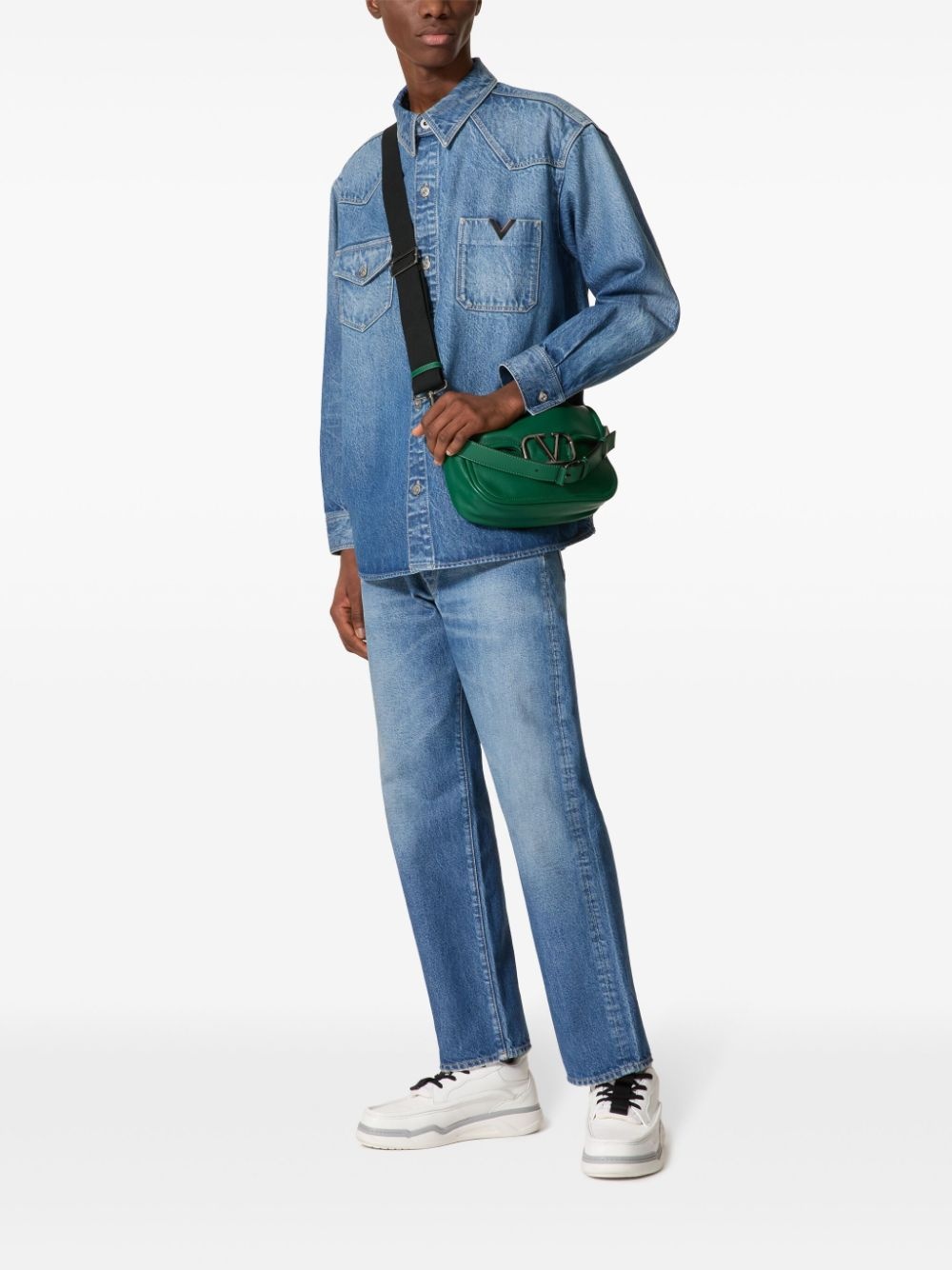 V-plaque denim shirt - 2