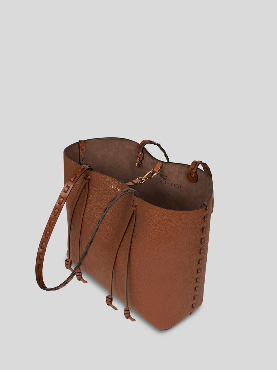 ETRO ESSENTIAL MEDIUM LEATHER TOTE BAG WITH THREADING - 5